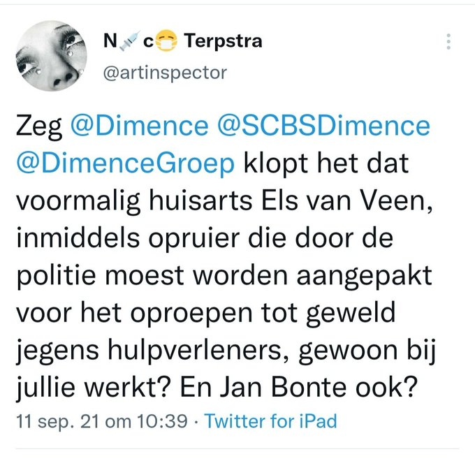 veen_els's tweet image. Huisarts Terpstra vindt dat ik Corona achter me moet laten. Begrijpelijk, gezien zijn gedrag van vier jaar geleden. Hij maakte onder andere bekend waar ik destijds werkte en hintte bij mijn werkgever op mijn ontslag.

Ik laat Corona ook achter me, de slachtofferrol is niets voor…