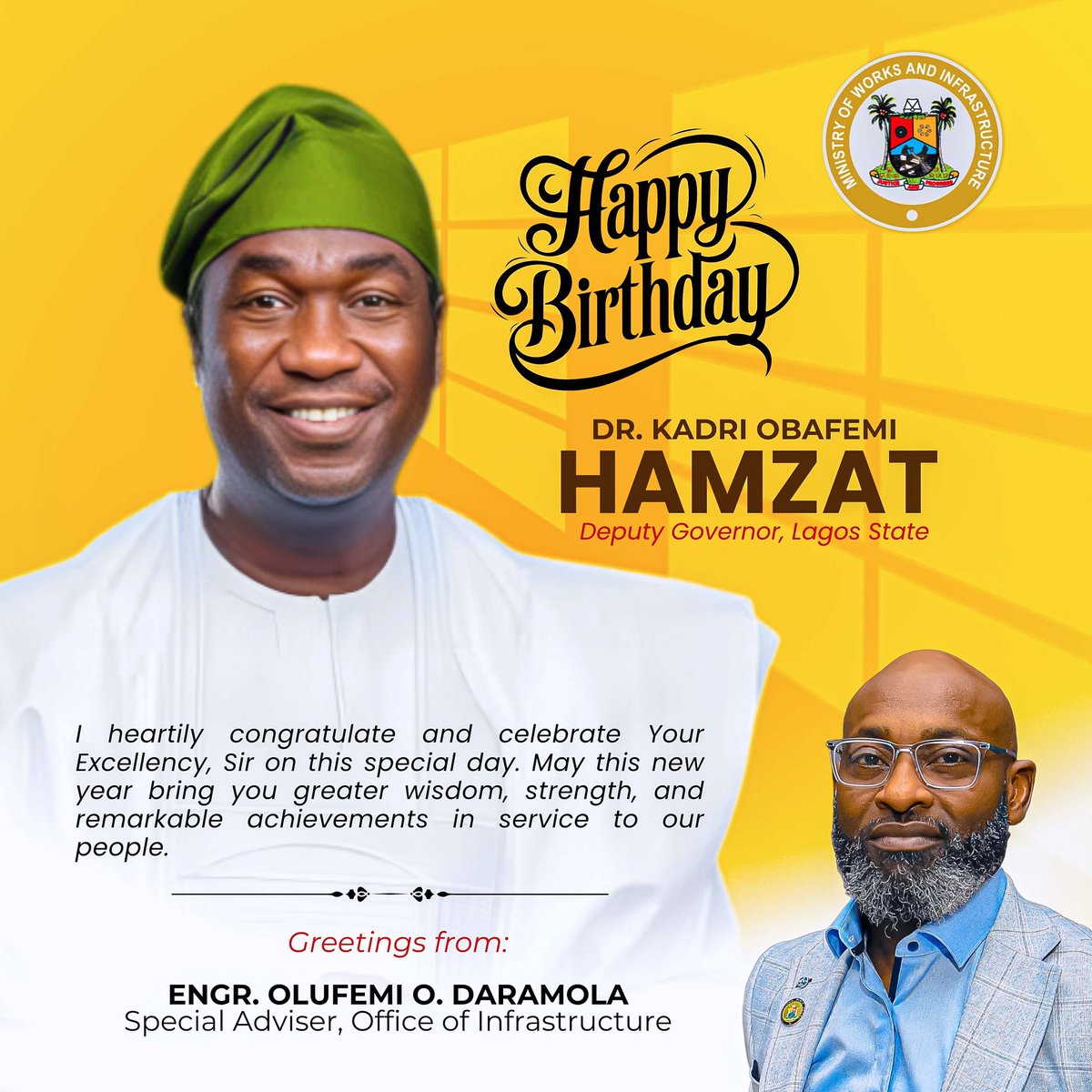I heartily congratulate and celebrate Your Excellency, Sir on this special day. May this new year bring you greater wisdom, strength, and remarkable achievements in service to our people.

HAPPY BIRTHDAY SIR!

<a href="/drobafemihamzat/">Obafemi Hamzat</a>