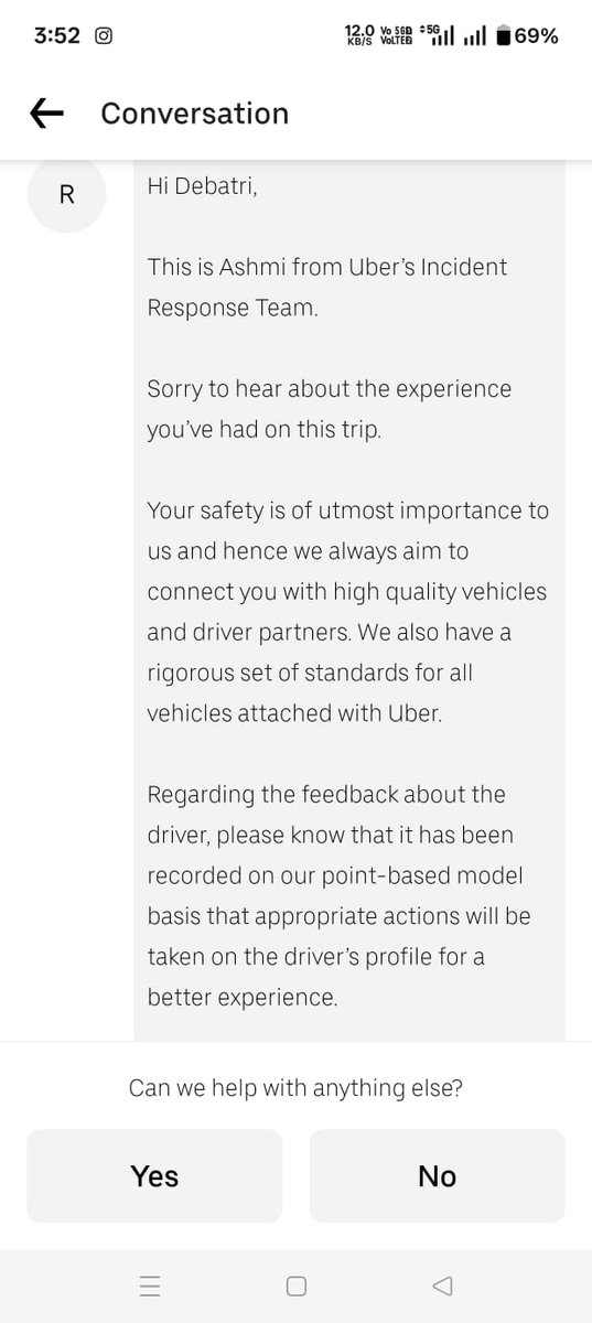 debojyoti_kumar's tweet photo. @UberIN_Support @Uber_Support  The total fare which was collected by the driver on behalf of UBER without completing the trip upon vehicle breakdown and stranding us in the middle of nowhere is unlawful, harassing and amounts to unfair trade practice. My issue remains unresolved. https://t.co/ItNgXVafUG
