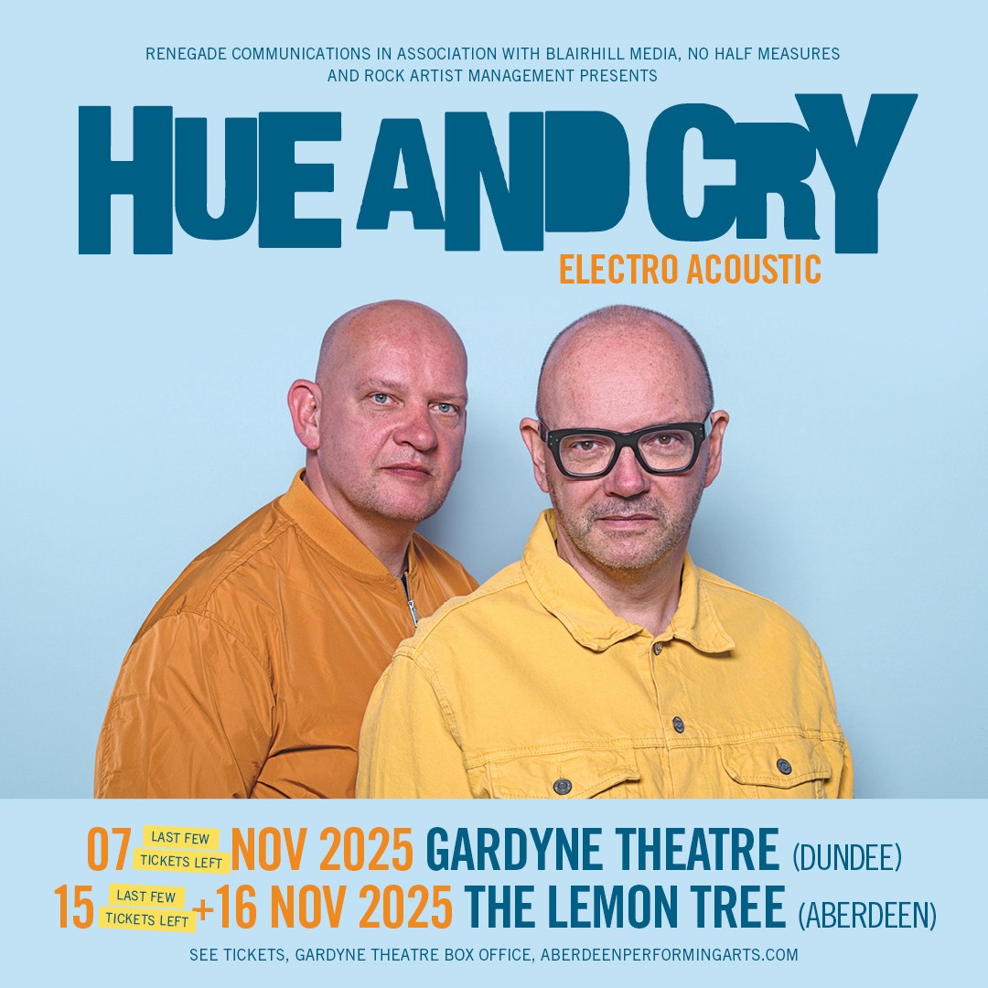 Our Electro/Acoustic show is rolling into the <a href="/GardyneTheatre/">Gardyne Theatre</a> Dundee &amp; The Lemon Tree Aberdeen this November - limited tickets left! Grab yours while you can hueandcry.co.uk/live/

#hueandcry #hueandcryliveintwentytwentyfive #hueandcryelectroacoustic #electroacoustic