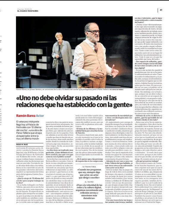 TARTEANteatroa's tweet photo. #ELDILEMADELCORCHO hoy, 19 septiembre en @PFCantabria 20.00h. Quedan muy pocas entradas!!!
@dmontanes ha entrevistado a @RAMONBAREA5 
#teatro #comediapolìtica #thrillerdenredo #PatxoTelleria #mireiagabilondo https://t.co/d7LoqfVL6g