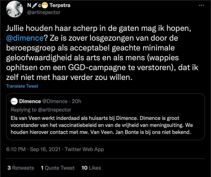 veen_els's tweet image. Huisarts Terpstra vindt dat ik Corona achter me moet laten. Begrijpelijk, gezien zijn gedrag van vier jaar geleden. Hij maakte onder andere bekend waar ik destijds werkte en hintte bij mijn werkgever op mijn ontslag.

Ik laat Corona ook achter me, de slachtofferrol is niets voor…