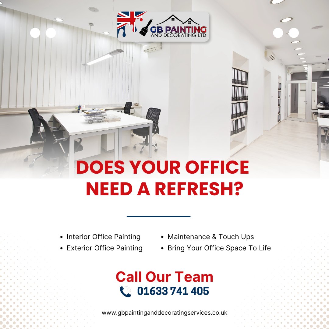 DecoratedGb's tweet photo. 🎨 Transform your office with a fresh coat of paint! 🏢

✅ Quality finishes
✅ Minimal disruption

📞 Call us: 01633 741405
🌐 Visit: https://t.co/2EGH3j8B9c

#OfficePainting #CommercialDecorating #GBPainting #WorkspaceUpgrade https://t.co/FEL4MUqFOP