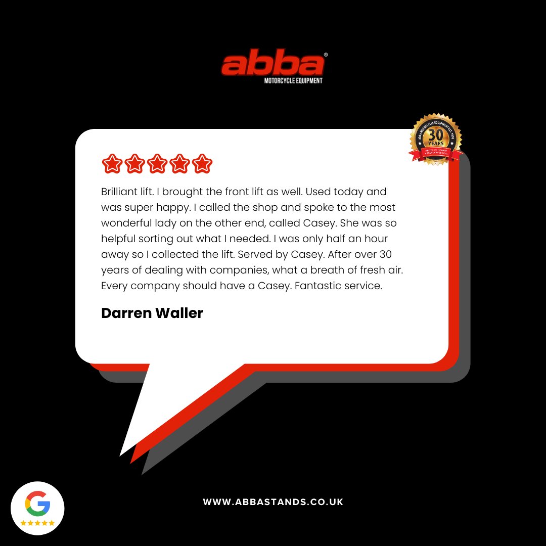 ☝🏻 This is the level of service you get from us!

At abba Motorcycle Equipment, we don’t just offer top-quality products 

📍 abbastands.co.uk

#abbaStands #CustomerService #MotorcycleGear #BikeMaintenance #SupportLocal #MotorcycleCommunity