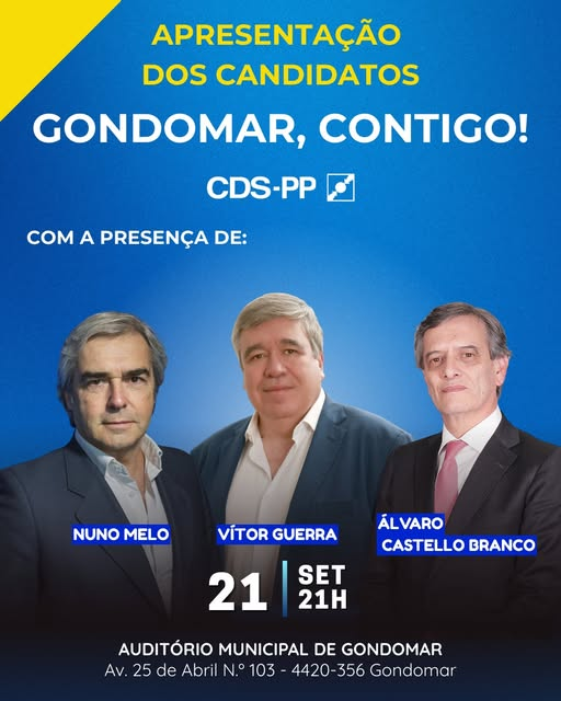 CdsGondomar's tweet photo. Faltam 2 dias! Contamos com o vosso apoio e presença no evento. Depois de 24 anos, o @_CDSPP
apresenta novamente listas próprias em Gondomar! #Autárquicas2025 #gondomar #cdspp https://t.co/v6DDADGY6a