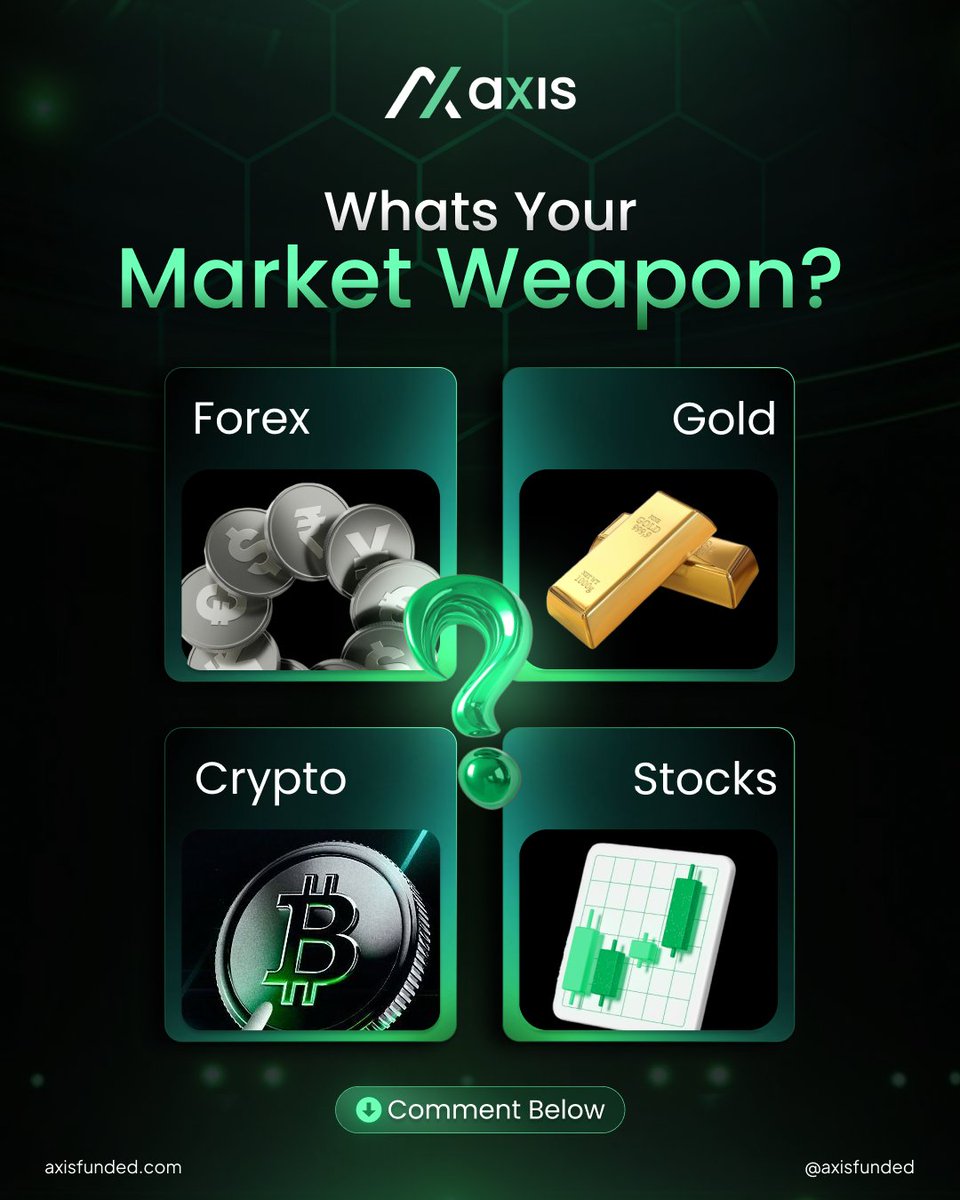 AxisFunded's tweet image. Quick poll: Forex, Gold, Crypto, or Stocks? 
What’s your go-to? 

Comment below, we want to know which asset drives your strategy.

#TraderPoll #AxisFunded #PropTrading&quot;
