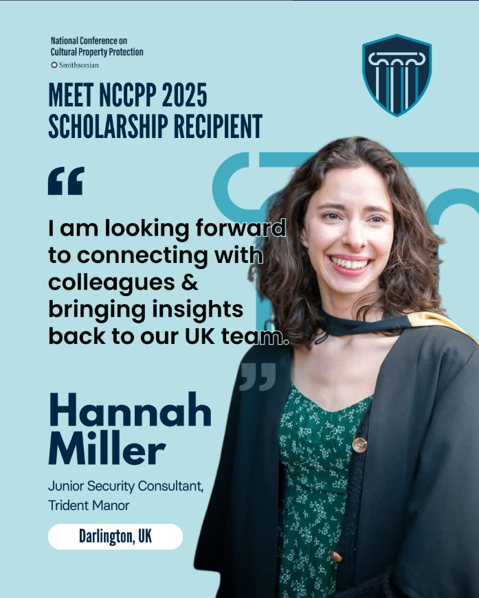 TridentManor's tweet photo. Our Junior Security Consultant Hannah Miller will be attending the #Smithsonian Institution's National Conference on #Cultural Property #Protection next week!
We hope that she enjoys the conference and brings back valuable insights into cultural property protection. https://t.co/8CuTNKeSkf