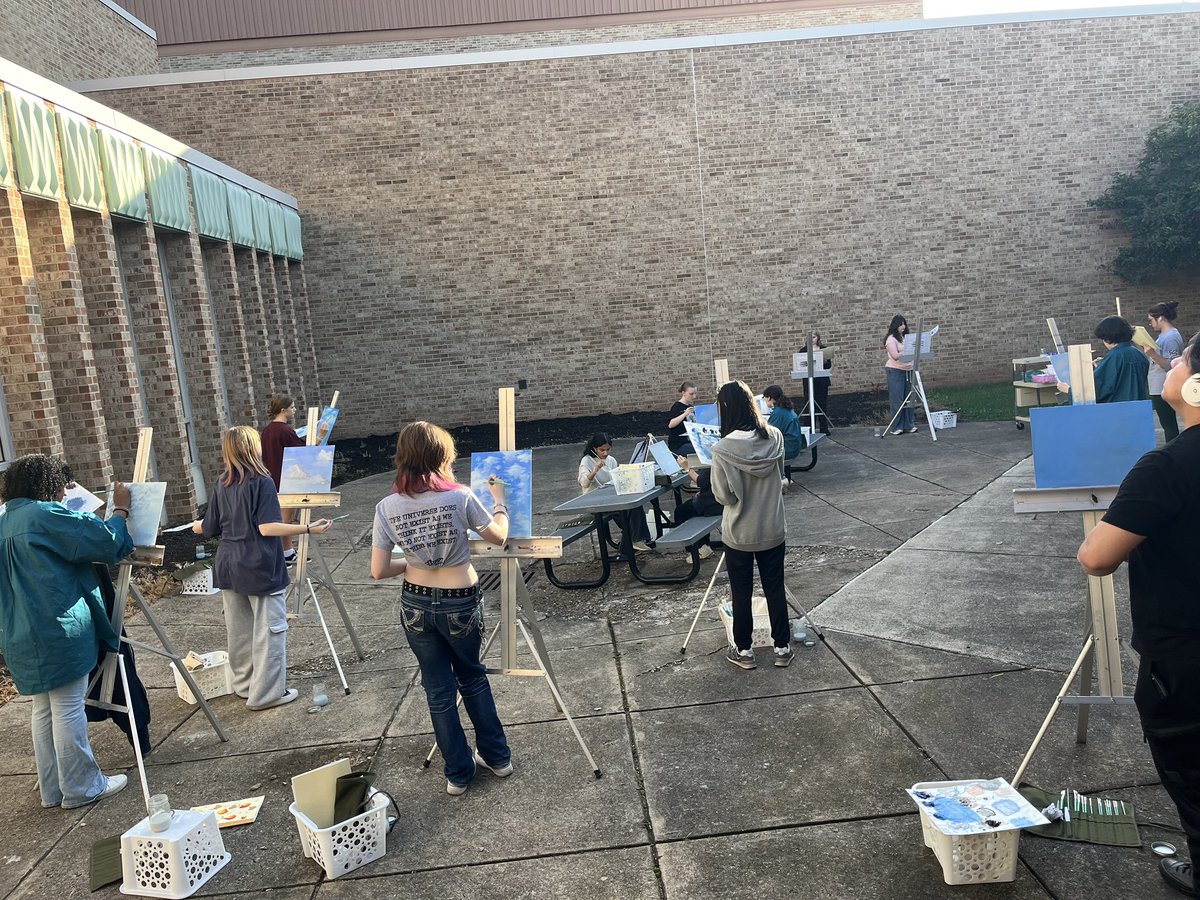 The North Penn High School Portfolio Prep - Honors class took advantage of some beautiful fall weather to work on their skyscrapers this week.