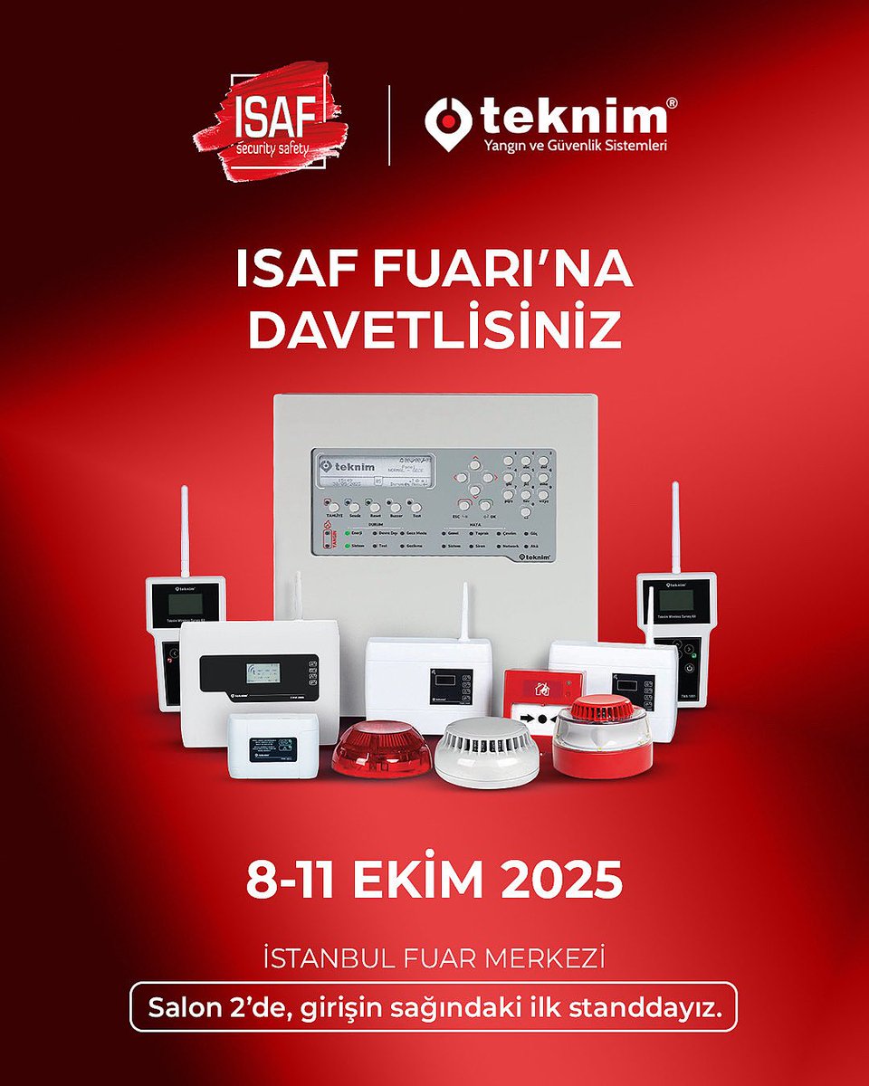 Teknim's tweet image. 💫Bu yıl İSAF Fuarında yepyeni ürünlerimizi sergileyeceğimiz standımızı ziyaret etmeyi unutmayın.

📍 Nerede: Salon 2 / 2C 102
📆Ne zaman: 8- 11 EKİM
📍 Yer: İstanbul Fuar Merkezi

💻Detaylı bilgi için teknim.com web sitemizi ziyaret edebilirsiniz.

#teknim #isaf