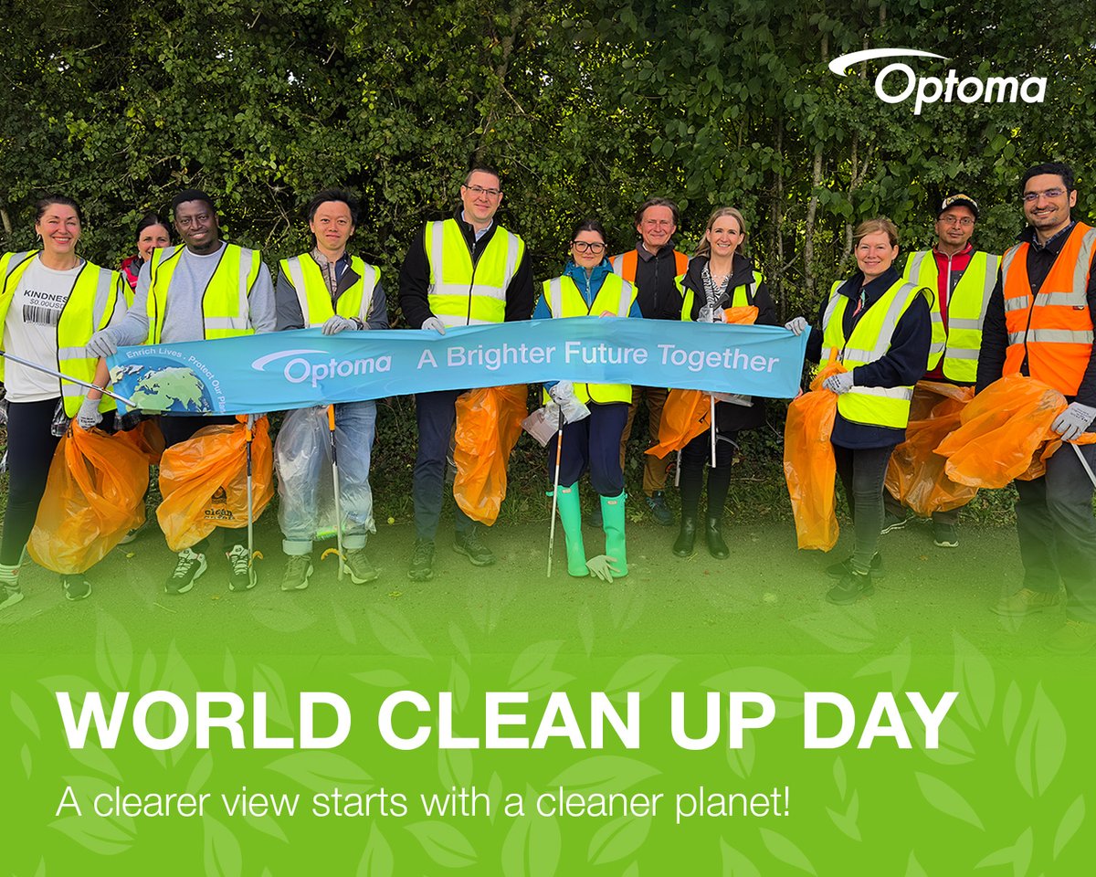 🌍 This #WorldCleanupDay, Team Optoma rolled up their sleeves for a local litter pick. Just as we create clear visual experiences, we’re committed to a cleaner planet too. Small actions, big impact. 💚 #OptomaCares #CleanerFuture