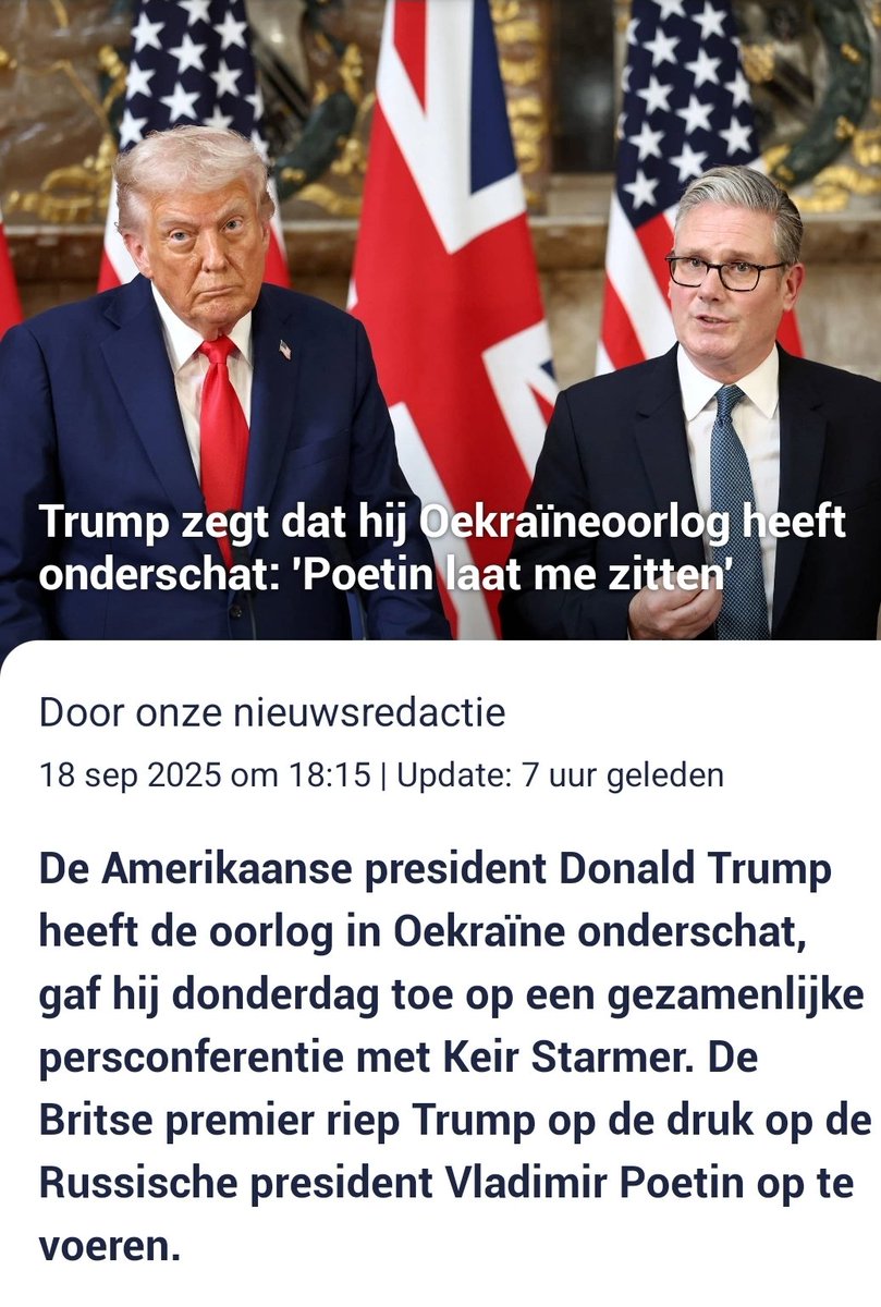 Dag 1: 

Dictator #Trump: "Ik los met gemak de oorlog op binnen 24 uur".
Iedereen behalve MAGA debielen: "Je onderschat Putin".

Dag 14:
Trump: "De oorlog is binnen 100 dagen opgelost. Ik zweer, 100%. Wollah".
Iedereen behalve MAGA debielen: "Je onderschat Putin".

Dag 150: