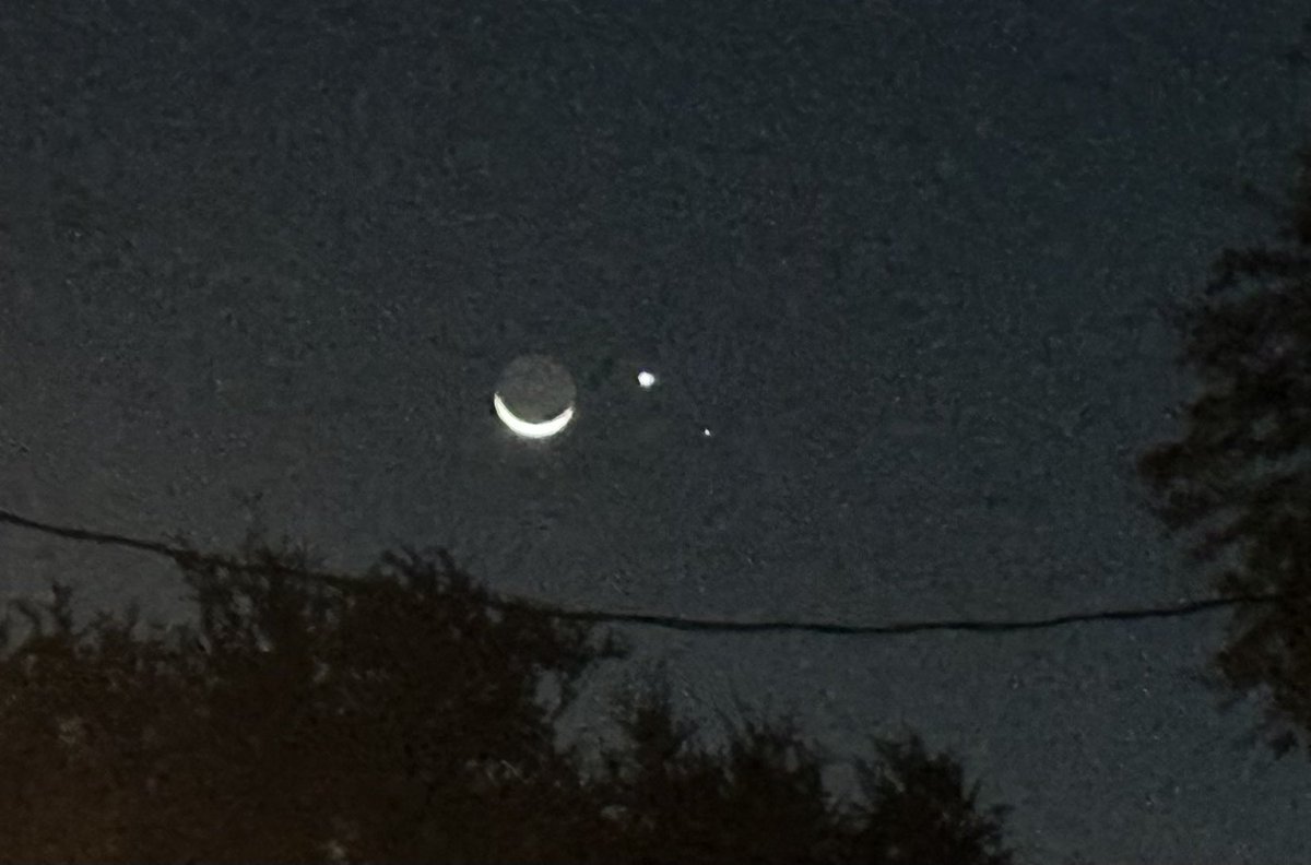 The moon, Venus and Regulus right now. Wow. ⁦<a href="/RicePhysAstro/">Rice Physics and Astronomy</a>⁩ ⁦<a href="/RiceSpace/">Rice Space Institute</a>⁩