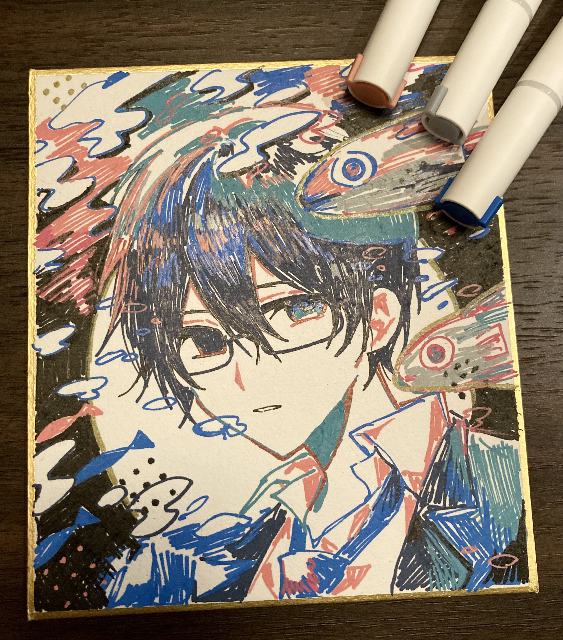 とあるインフルエンサーの書いた色紙絵 ゑnishi/かなメ on X: 