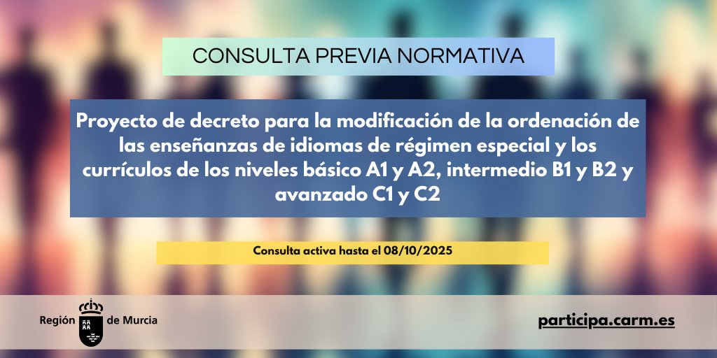 Nueva consulta previa normativa en participa.carm.es | Enlace: consultas.carm.es/index.php/2505… |   #participaciónciudadana