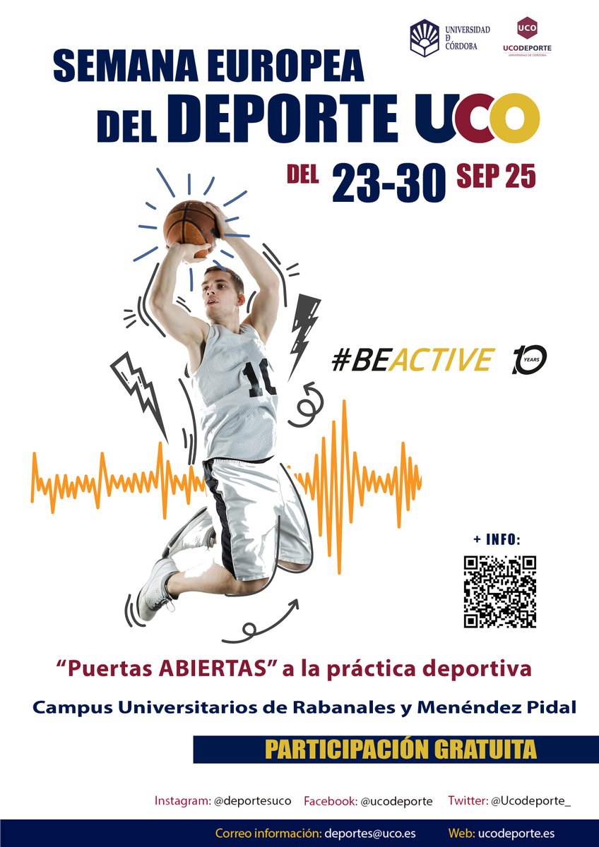 ¡OJO QUE ABONARSE AL DEPORTE UCO DURANTE LA SEMANA EUROPEA TIENE PREMIO!
📷📷📷📷📷📷📷....
20% de descuento al adquirir el ABONO DEPORTIVO UNIVERSITARIO en cualquiera de las instalaciones deportivas universitarias.
No lo dejes pasar #BeActive #ActívateconlaUCO #UCOBeActive