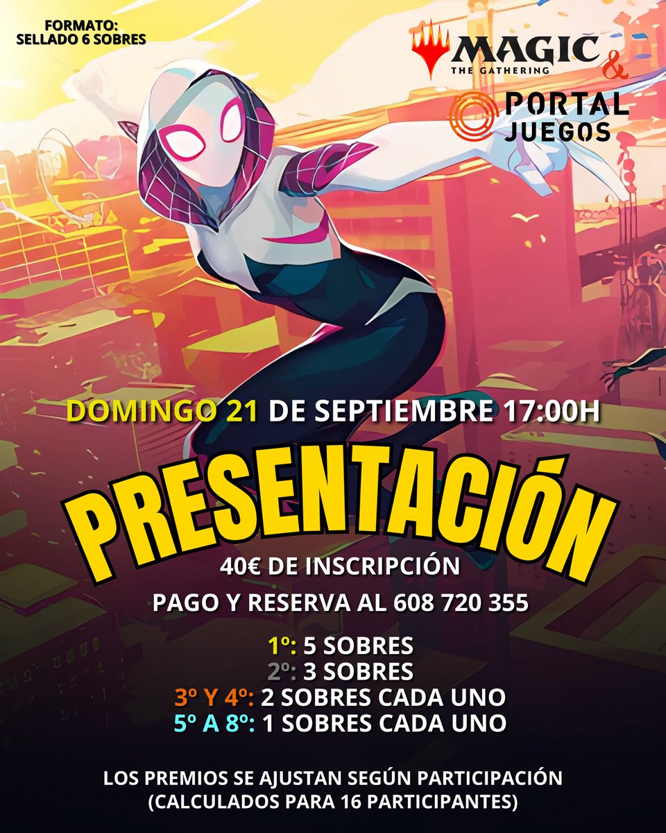 ¡Dos días de presentación de Magic: The Gathering – Spider-Man en Portal Juegos! 🕷️✨

Reserva tu plaza en el 📲 608 720 355 o directamente en nuestra tienda 🏪 ¡Os esperamos! 🧡