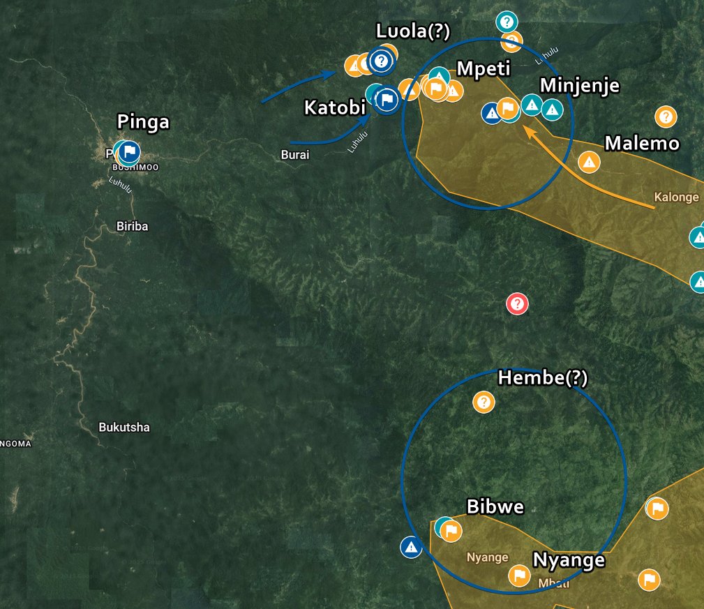 Intelynx's tweet photo. 🇨🇩 #DRC | #FARDC aviation has reportedly bombed #M23 rebels in the #Mpeti &amp; #Bibwe areas on the #Pinga front today. This comes as the #M23 has been moving reinforcements into the area after the villages of #Katobi &amp; #Luola were captured by the #FARDC/#Wazalendo earlier this week. https://t.co/jlOTbK9adl