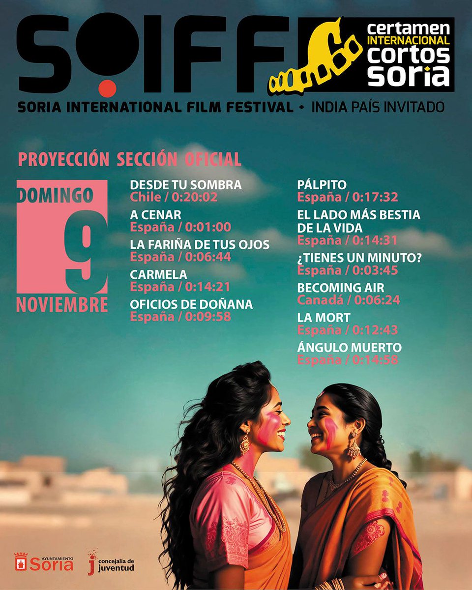 Seguimos con la selección oficial a concurso #cortossoria25.

Recordad del 7 al 16 de noviembre, tenemos una cita con el cine en formato cortometraje porque #elcortoescine.

<a href="/Ayto_Soria/">Ayuntamiento de Soria</a> <a href="/cjuventudsoria/">Concejalía Juventud</a> 

#eligecine #eligecorto #eligesoria