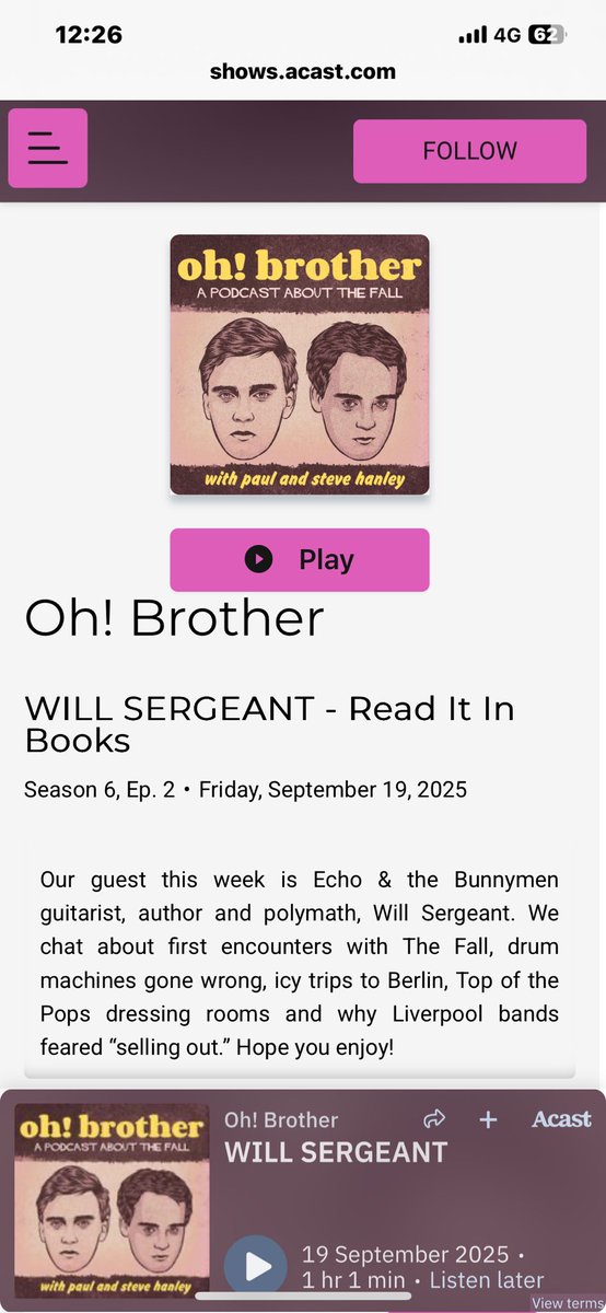 Will_Fuzz's tweet image. This just in my interview with the Oh Btother chaps! Please click on link to listen. Episode live ! shows.acast.com/oh-brother/epi…