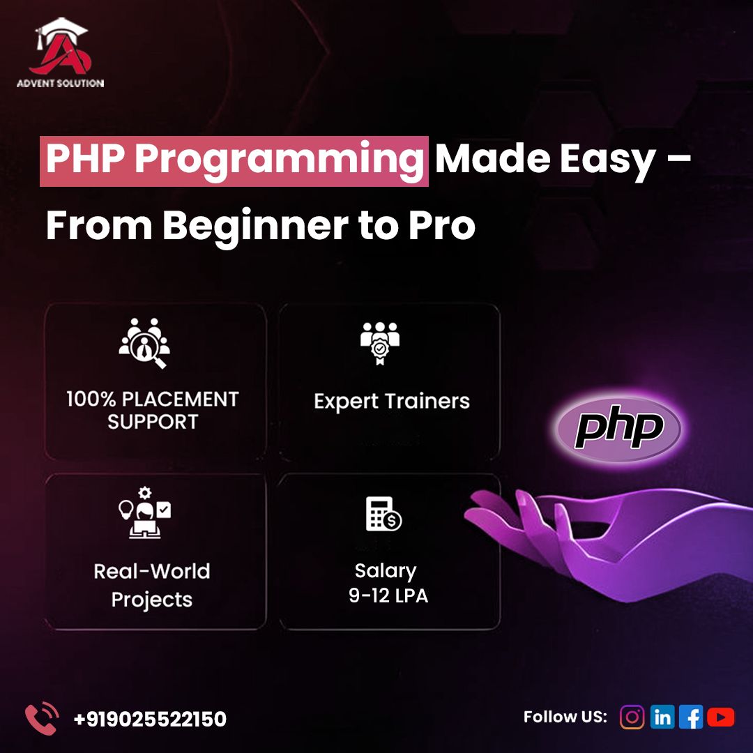 ads_advent's tweet image. PHP Programming Made Easy – From Beginner to Pro!

📲 Call/WhatsApp: +919025522150
👉 Start your journey from Beginner to Pro NOW!

#AdventSolution #PHP #WebDevelopment #CodingLife #Programmer #LearnToCode #TechCareer #CareerGrowth #PlacementSupport