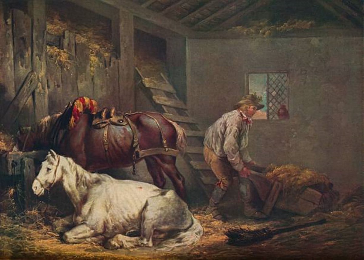 Títol: "Cavalls a l'estable", oli sobre llenç pintat al 1791 per l'anglès George Morland (1763 - 1804). 
Victoria &amp; Albert Museum, Londres. 
Font: Wikimedia Commons