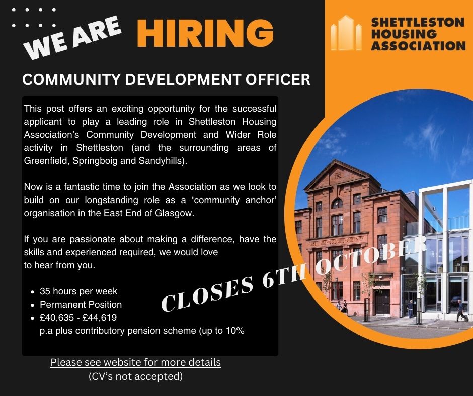 Community Development Officer

For more details please see our Website (zurl.co/4uOYm).