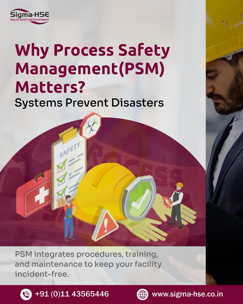 IndiaHse's tweet image. Process Safety Management isn’t optional—it’s life-critical.
📲 Call us: +91 (0)11 43565446
🌐 Visit: sigma-hse.co.in
𝗦𝗶𝗴𝗺𝗮 𝗛𝗦𝗘 – 𝗚𝗹𝗼𝗯𝗮𝗹 𝗘𝘅𝗽𝗲𝗿𝘁𝘀 𝗶𝗻 𝗣𝗿𝗼𝗰𝗲𝘀𝘀 𝗦𝗮𝗳𝗲𝘁𝘆
#PSM #ProcessSafetyManagement #SigmaHSEIndia #IndustrialSafety…