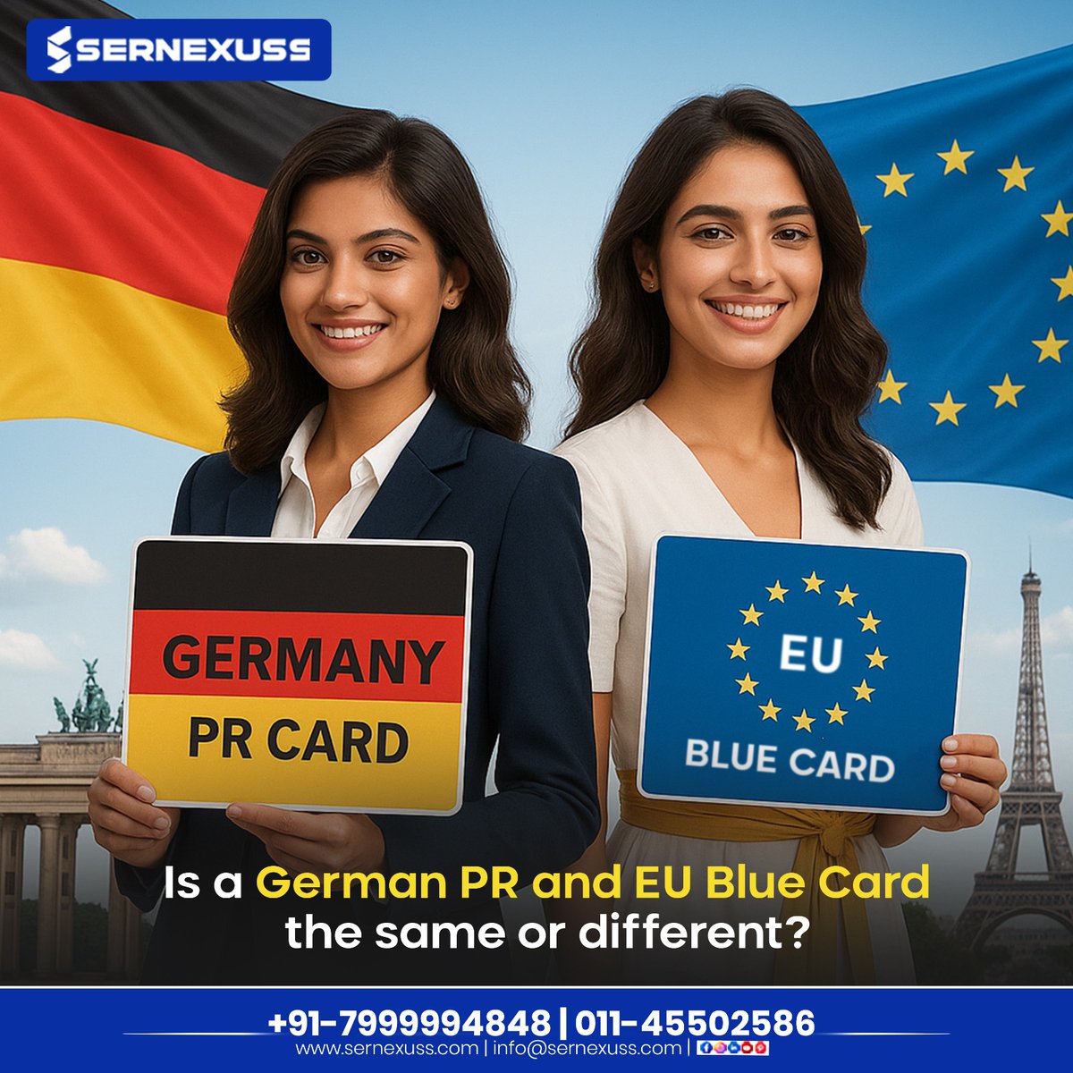 sernexuss's tweet image. German PR vs EU Blue Card – are they the same or different? 🤔🇩🇪🇪🇺
Know the difference &amp;amp; choose the right path for your Europe dream career!

📞 +91-7999994848 | 011-45502586
🌐 sernexuss.com
📧 info@sernexuss.com

#GermanyPR #EUBlueCard #Sernexuss
