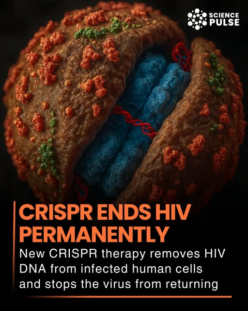 JamesTate121's tweet photo. Scientists have achieved a groundbreaking milestone in the fight against HIV by developing a CRISPR-based therapy that removes HIV DNA from infected human cells and prevents the virus from returning. This revolutionary approach targets the viral genetic material directly, effectively erasing HIV from the cell’s genome and halting its ability to replicate.
In laboratory studies, treated cells showed no signs of viral rebound, offering a potential pathway toward a permanent cure for HIV, a disease that has affected millions globally. Unlike traditional antiretroviral therapies, which only suppress the virus, this CRISPR therapy tackles the root cause, providing hope for a one-time treatment with long-lasting effects.