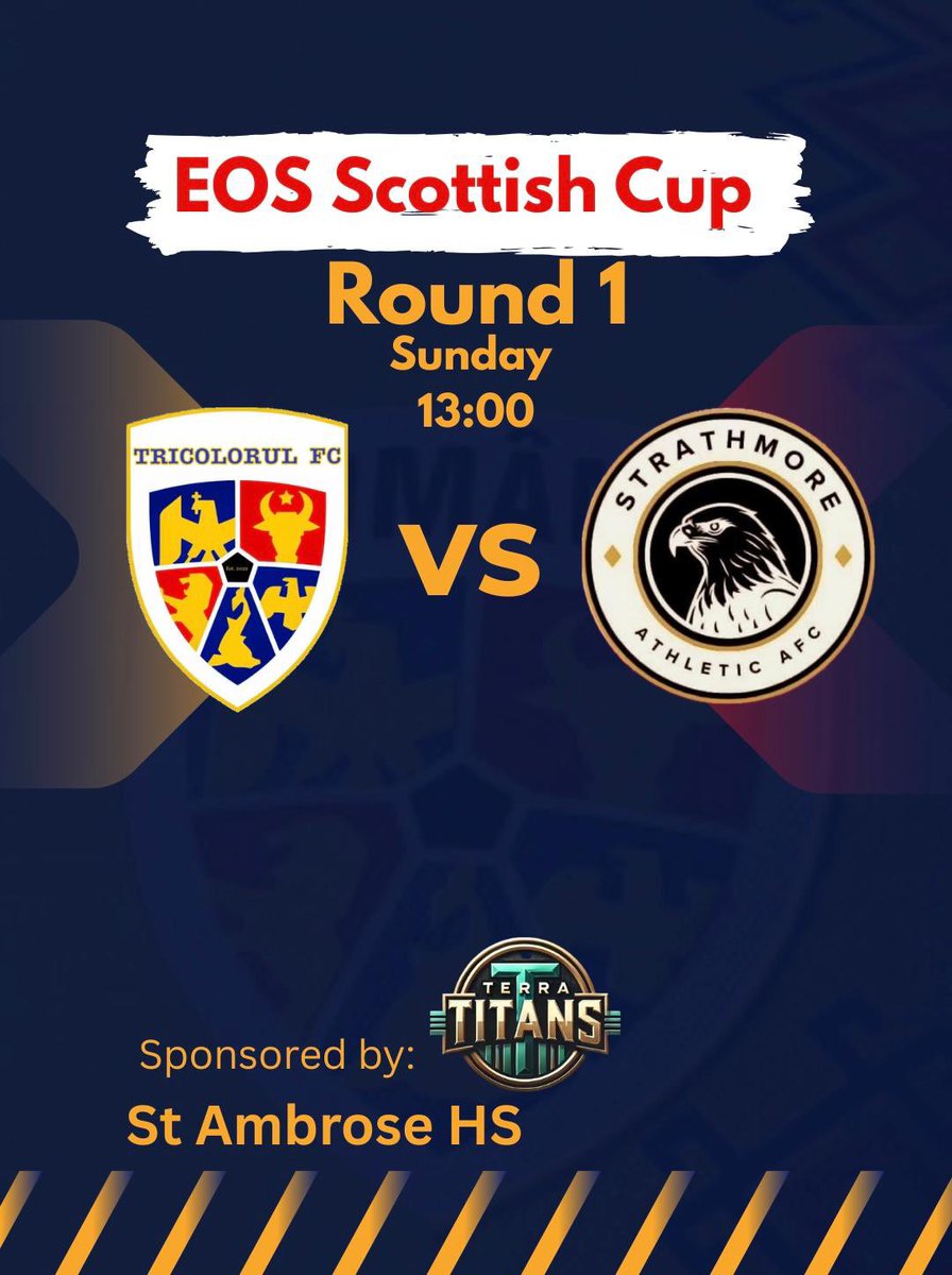 🔵🟡🔴

First round of EOS Sunday Trophy home vs Strathmore Athletic at ST Ambrose HS.
We expecting nothing more then a win to see us in the hat for next round.
Come along us to suport🇷🇴⚽️!
Hai Tricolorul 🇷🇴🇷🇴🇷🇴!

     🔵🟡🔴
