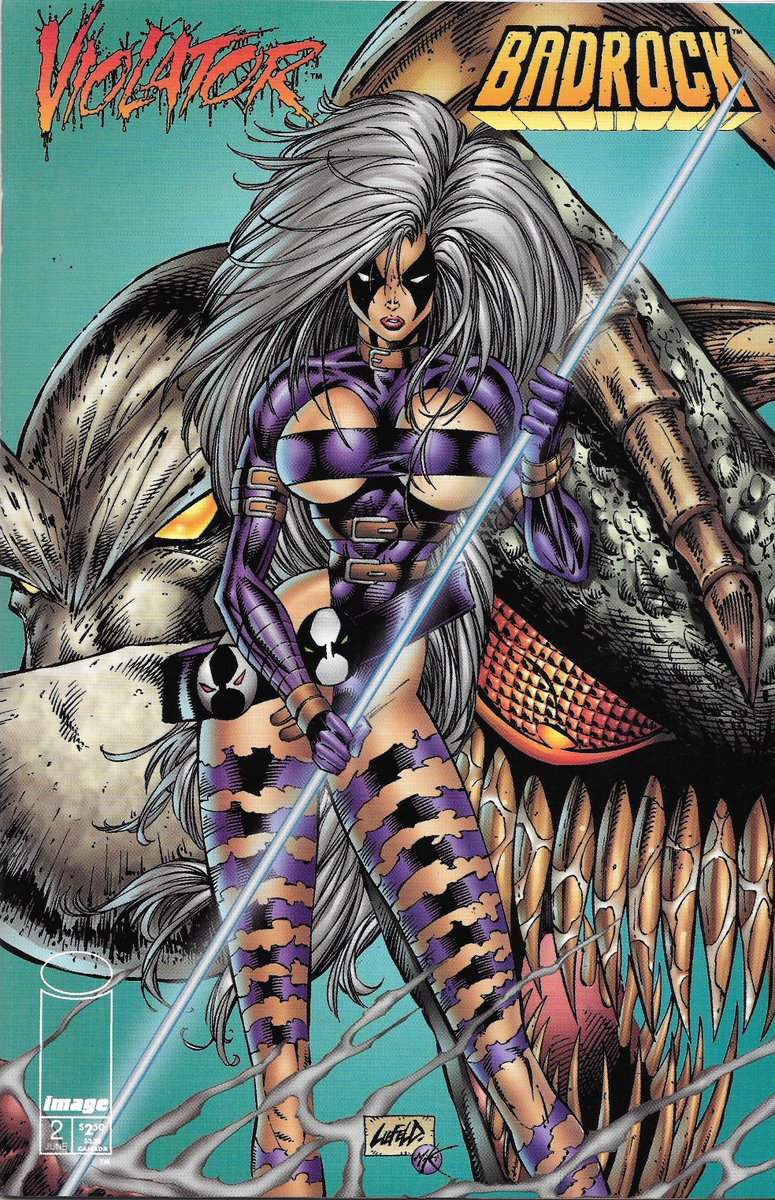 RobMessick's tweet image. Violator vs Badrock #2.  Cover art by Rob Liefeld and Danny Miki.  Alan Moore cbrings in a new angel character named Celestine.  Co-created/Designed by Rob?
#Badrock created by @robertliefeld
#Violator created by @Todd_McFarlane 
#AlanMoore @DannyMiki_  #Extreme @ImageComics