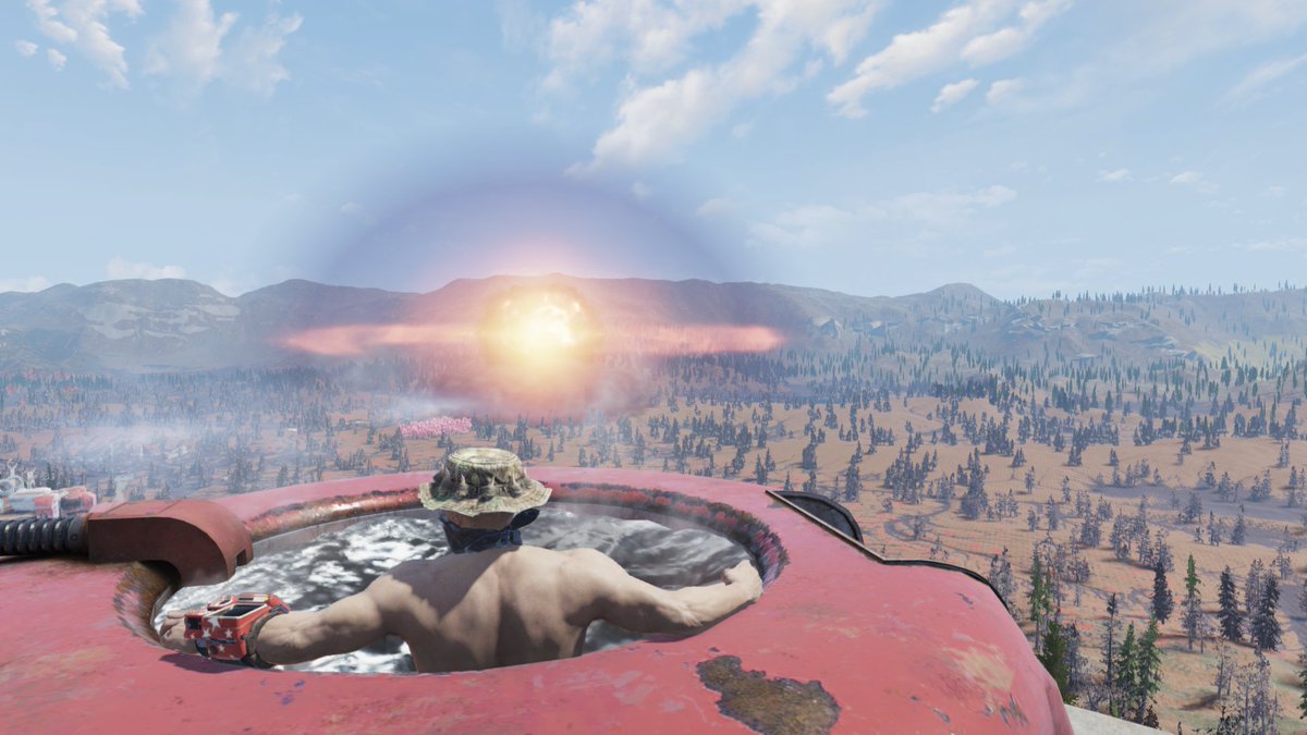 AddictionsLara's tweet image. Perfect spot to watch the Nuclear! 👀😜 #Fallout76 #Players #FunGames