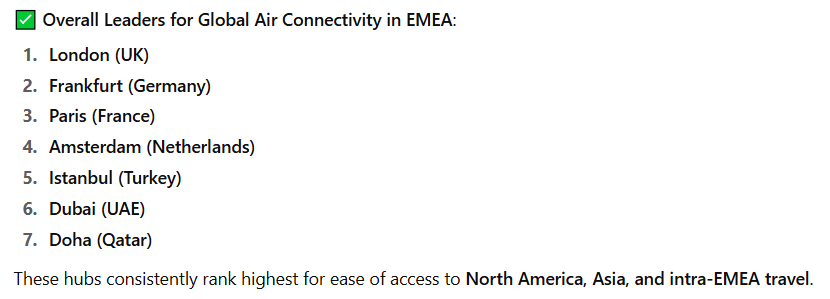 Apparently, these are the most likely locations for the next regional meeting based on air connectivity.

If other factors align, I'd prefer Istanbul, but we'll see!