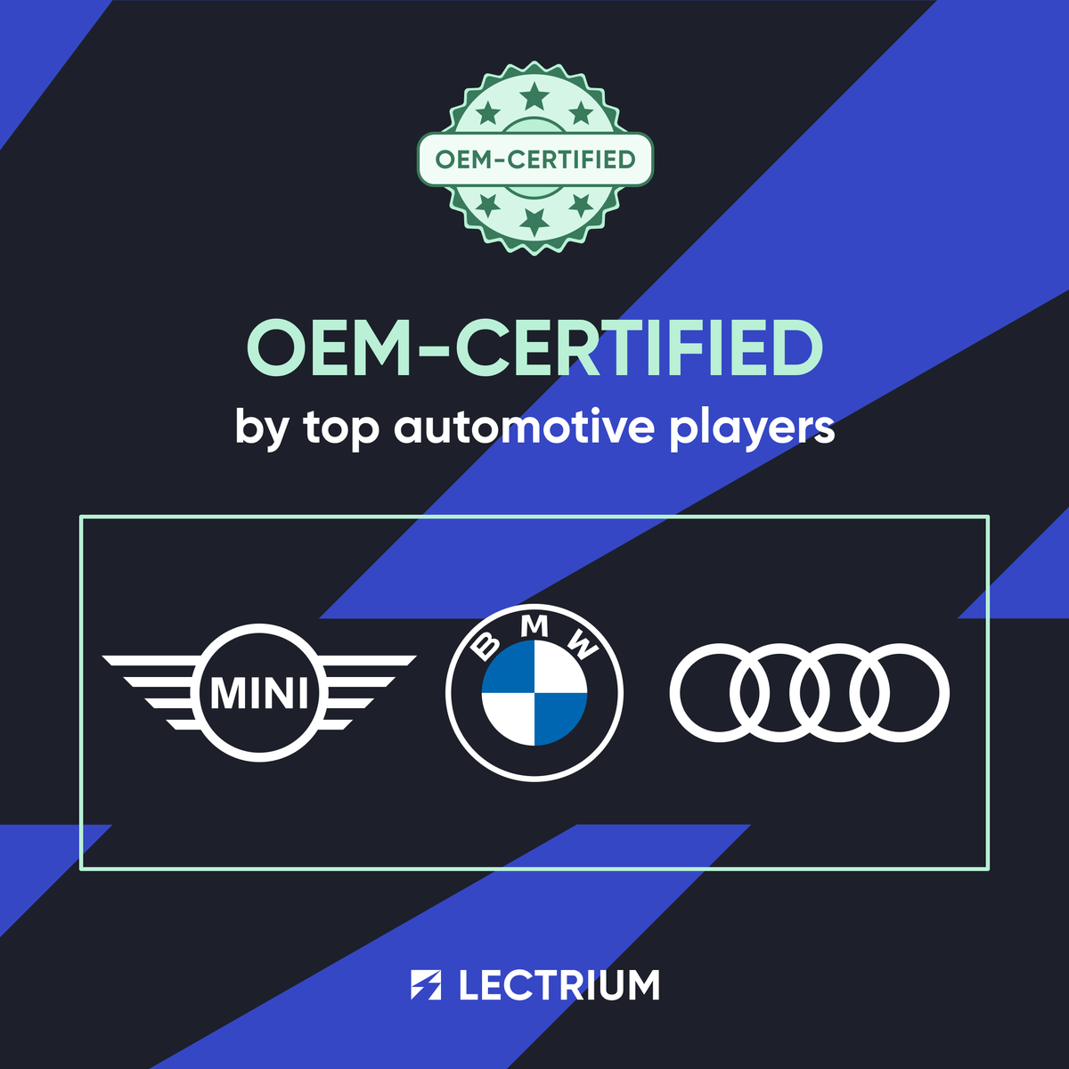 lectrium's tweet image. Did you know? Lectrium is 𝗢𝗘𝗠-𝗰𝗲𝗿𝘁𝗶𝗳𝗶𝗲𝗱 𝘄𝗶𝘁𝗵 #𝗔𝘂𝗱𝗶, #𝗕𝗠𝗪, 𝗮𝗻𝗱 #𝗠𝗜𝗡𝗜...with more brands on the way!

Want to learn more about our #EV programs with these OEMs? DM us or visit our website at lectrium.com