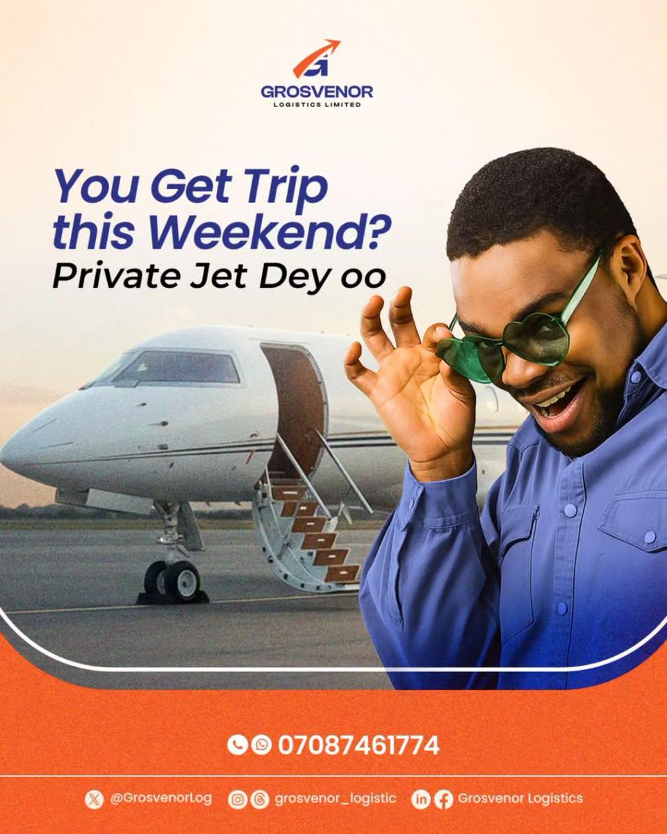 What's a weekend trip without a private jet? Oya come and book yours now, we dey wait. 

#TGIF
#PrivateJetCharter
#FlyInStyle