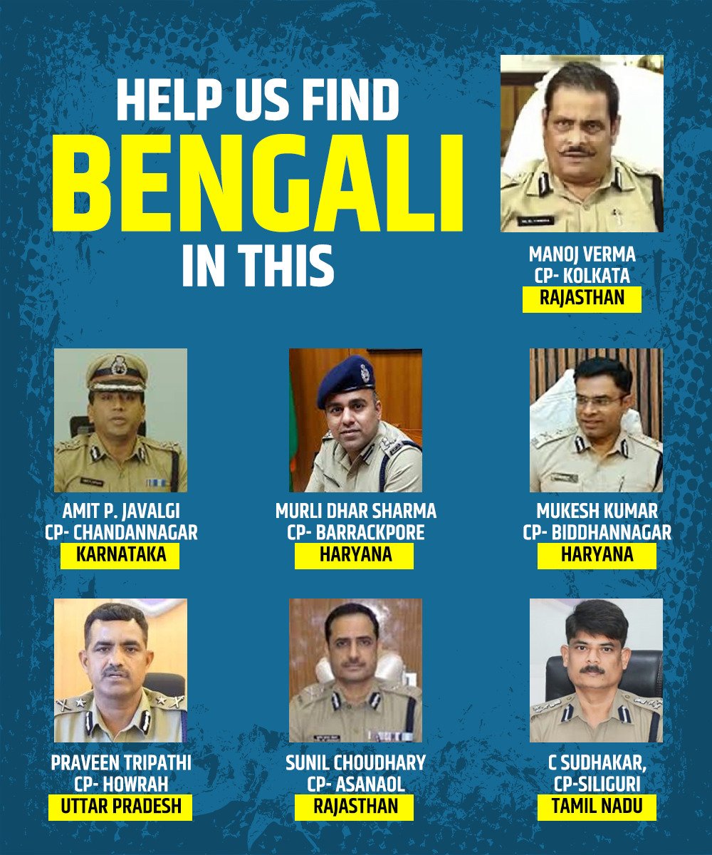 keyakahe's tweet photo. Mamata Banerjee couldn’t find a single Bengali to head a commissionerate in the state. Some of her MPs are from Bihar, Maharshtra, Delhi and even Gujarat. Her police is from Karnataka, the Chief Secretary is from Uttarakhand, and the Mayor of Kolkata is known for promoting Urdu. But same Mamata Banerjee preaches about Bangla and Bangali.