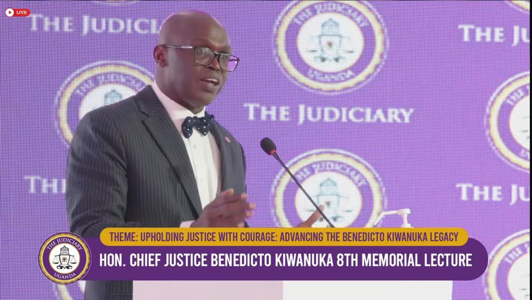 During the #HonCJBenedictoKiwanuka8thMemorialLecture, SC <a href="/FGimara/">FGimara</a> said:
“The life of CJ Benedicto Kiwanuka challenges us today. In a world where judges &amp; defenders face intimidation, his example reminds us: justice demands courage. Without courage, justice is rhetoric.”