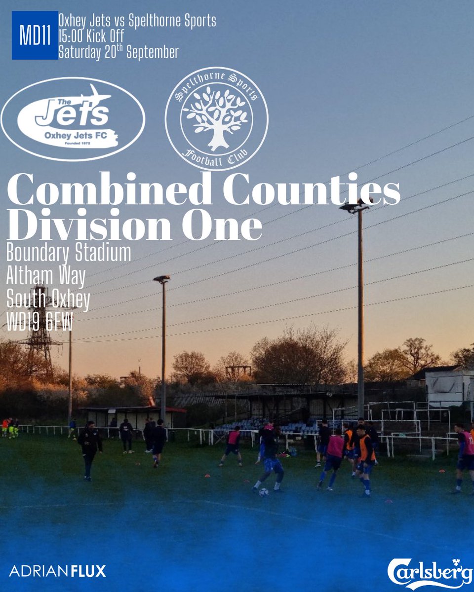 Oxhey Jets FC 1st Team (@oxheyjetsfc) on Twitter photo Tomorrow✈️
We are back at home tomorrow as we face <a href="/TheSpellyFC/">Spelthorne Sports FC</a> in the <a href="/ComCoFL/">Combined Counties Football League</a>. With no Watford game this weekend why not get down to the Boundary for your Saturday football fix!
Up The Jets✈️ Tomorrow✈️
We are back at home tomorrow as we face <a href="/TheSpellyFC/">Spelthorne Sports FC</a> in the <a href="/ComCoFL/">Combined Counties Football League</a>. With no Watford game this weekend why not get down to the Boundary for your Saturday football fix!
Up The Jets✈️