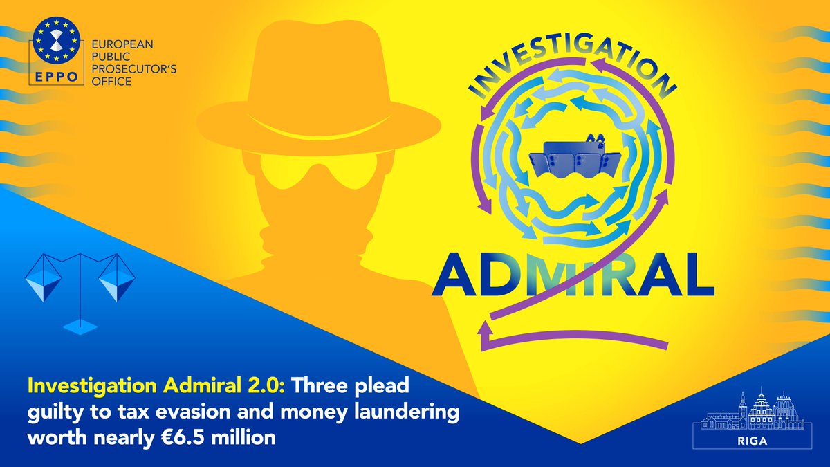 Three suspects have pleaded guilty to tax evasion and money laundering worth nearly €6.5m in an investigation by EPPO in Riga 🇱🇻. These are the first criminal proceedings in Latvia in which several EU Member States are involved as victims. 
More: eppo.europa.eu/en/media/news/…