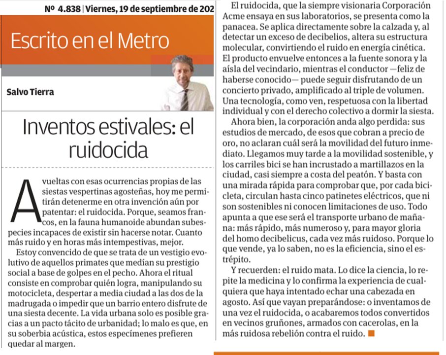 'Inventos estivales II: El ruidocida' por <a href="/SalvoTierra/">Enrique Salvo Tierra</a>  en <a href="/andaluciainf/">Andalucía Información</a>  <a href="/viva_malaga/">Viva Málaga</a>