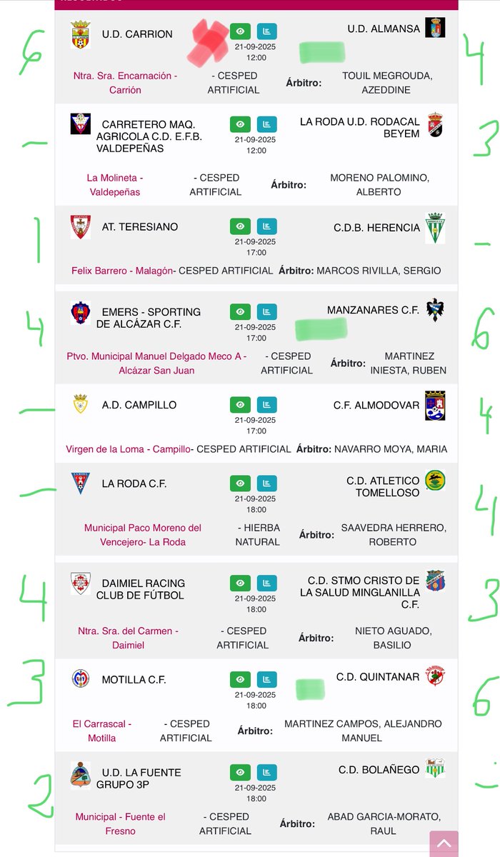 #ReflexionesdesdeelZahurdon… sobre… 1ªPref_G1
Tras su inicio de competición, 3 partidos llaman atención:
<a href="/SportingAlcazar/">EMERS Sporting de Alcázar C.F.</a> - <a href="/Manzanares_CF_/">Manzanares CF 🦅💙</a> 
<a href="/udcarrion/">UD CARRIÓN 🔰</a> - <a href="/UDAlmansa/">U.D. ALMANSA</a> 
<a href="/Motillacf/">Motilla CF</a> - <a href="/CDQuintanar1/">C.D. QUINTANAR 🔴 ⚪</a>