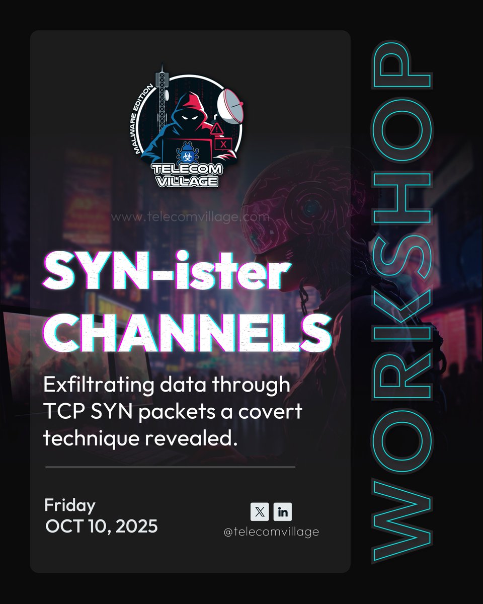 SYN-ister Channels a workshop at Telecom Village <a href="/_c0c0n_/">c0c0n2025</a> . Explore how TCP SYN packets, often seen as “safe,” can be abused for covert data exfiltration. Understand protocol blind spots, telecom risks, and see how hidden channels really work.

#C0c0n2025 #TelecomVillage