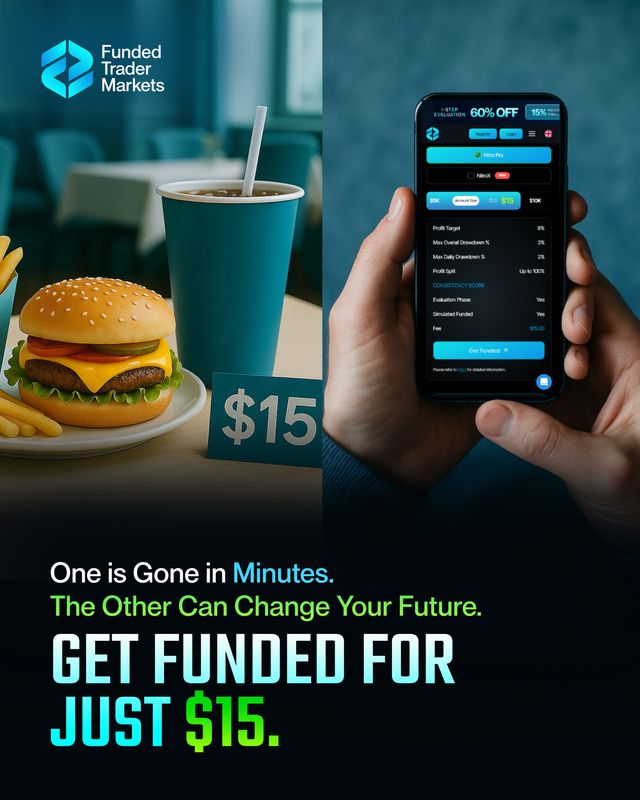 FTMarketslive's tweet photo. $15 is all you need to get started with us! 💎

The most affordable 1-step evaluation!

https://t.co/ULFRdhMrAG https://t.co/WZt1NKRLQZ