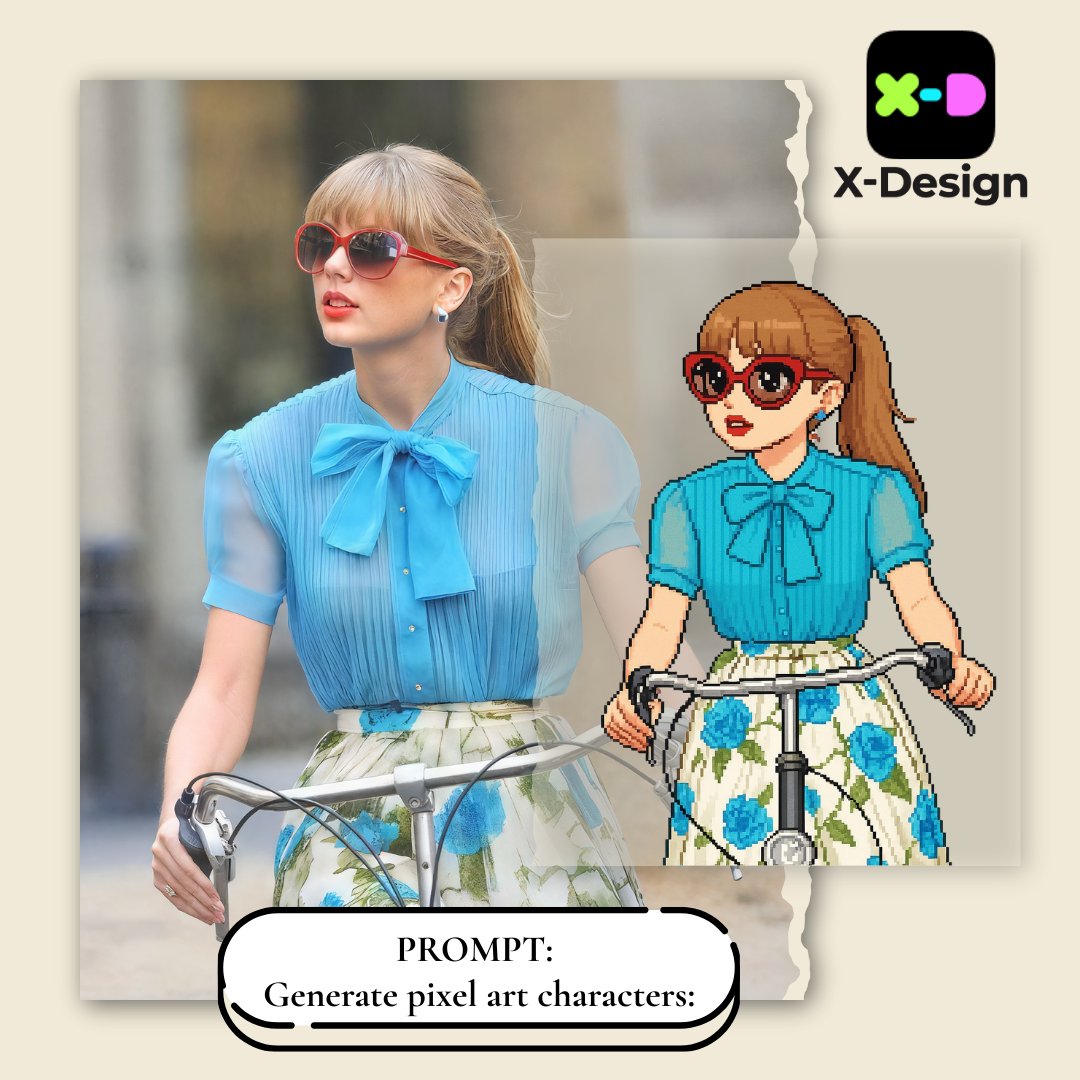 xdesign_global's tweet image. We reimagined three of our favorite celebrities in 8-bit style 👾✨ and the results are just as fun as you’d imagine.

Side by side, their real photos meet pixel art, all created with X-Design.

#XDesign #NanoBanana #BillieEilish #TaylorSwift #SabrinaCarpenter #AIArt