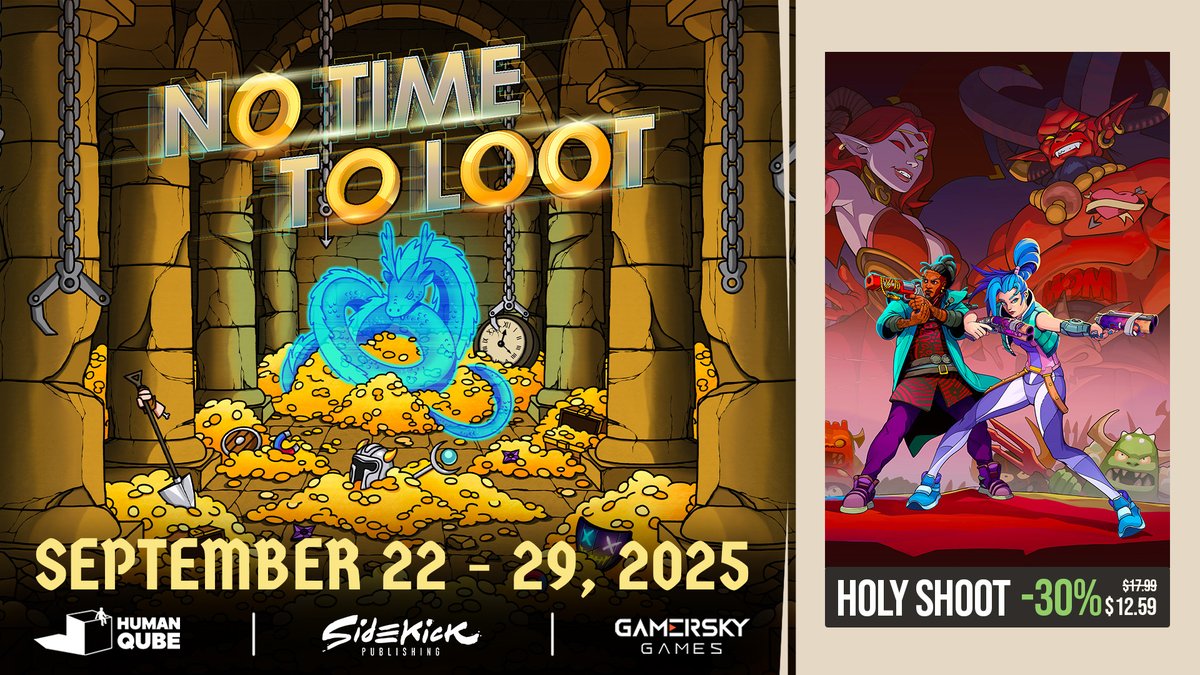 When in doubt, shoot it out.

We’re part of the #NoTimeToLoot2025 Festival on Steam! 

Dive into Holy Shoot, our roguelite FPS of chaos, bullets, and questionable angel management.

Thank you <a href="/HumanQube/">Human Qube Games</a>!

The festival kicks off Sept 22 at 7 AM PDT / 4 PM CEST.