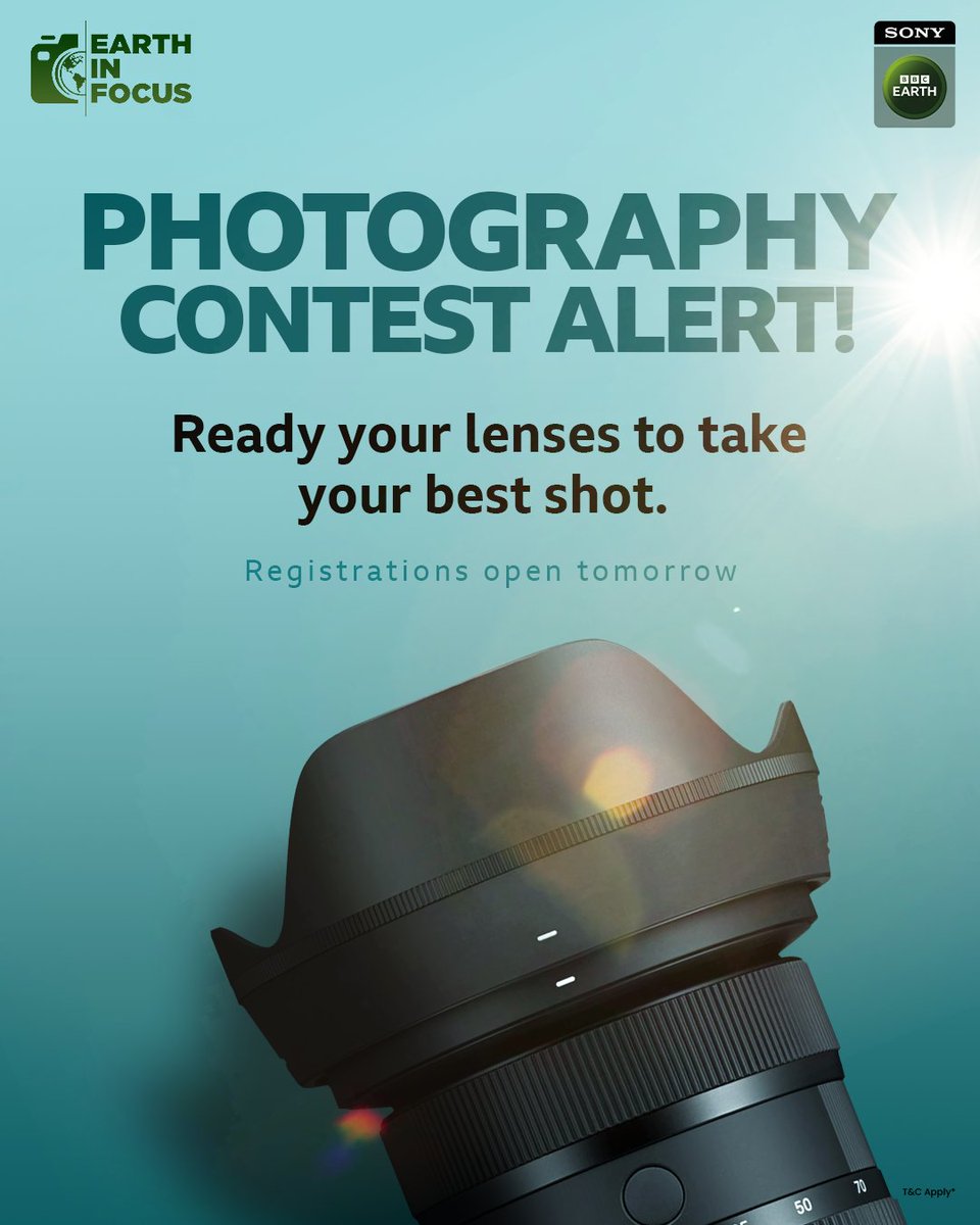 SonyBBCEarth's tweet photo. Photography lovers, it’s time to shine!
Registrations for #EarthInFocus open tomorrow. 
Stay tuned!

#EIF #SBBCE #SonyBBCEarth https://t.co/AXV6eD1ePi