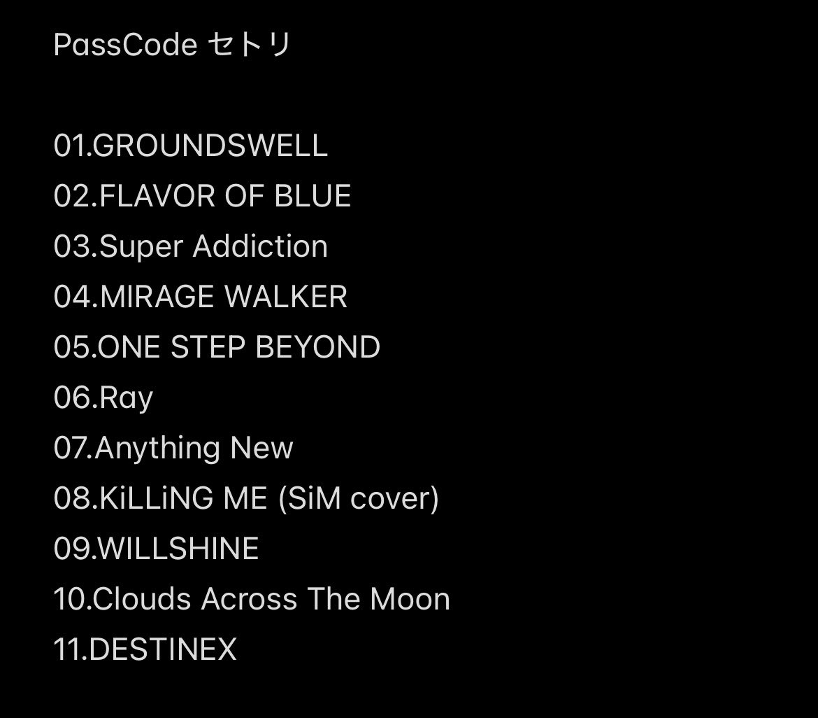 mitsu_live's tweet image. PassCode セトリ

#VERSUS
#PassCode
#SiM
#セトリ