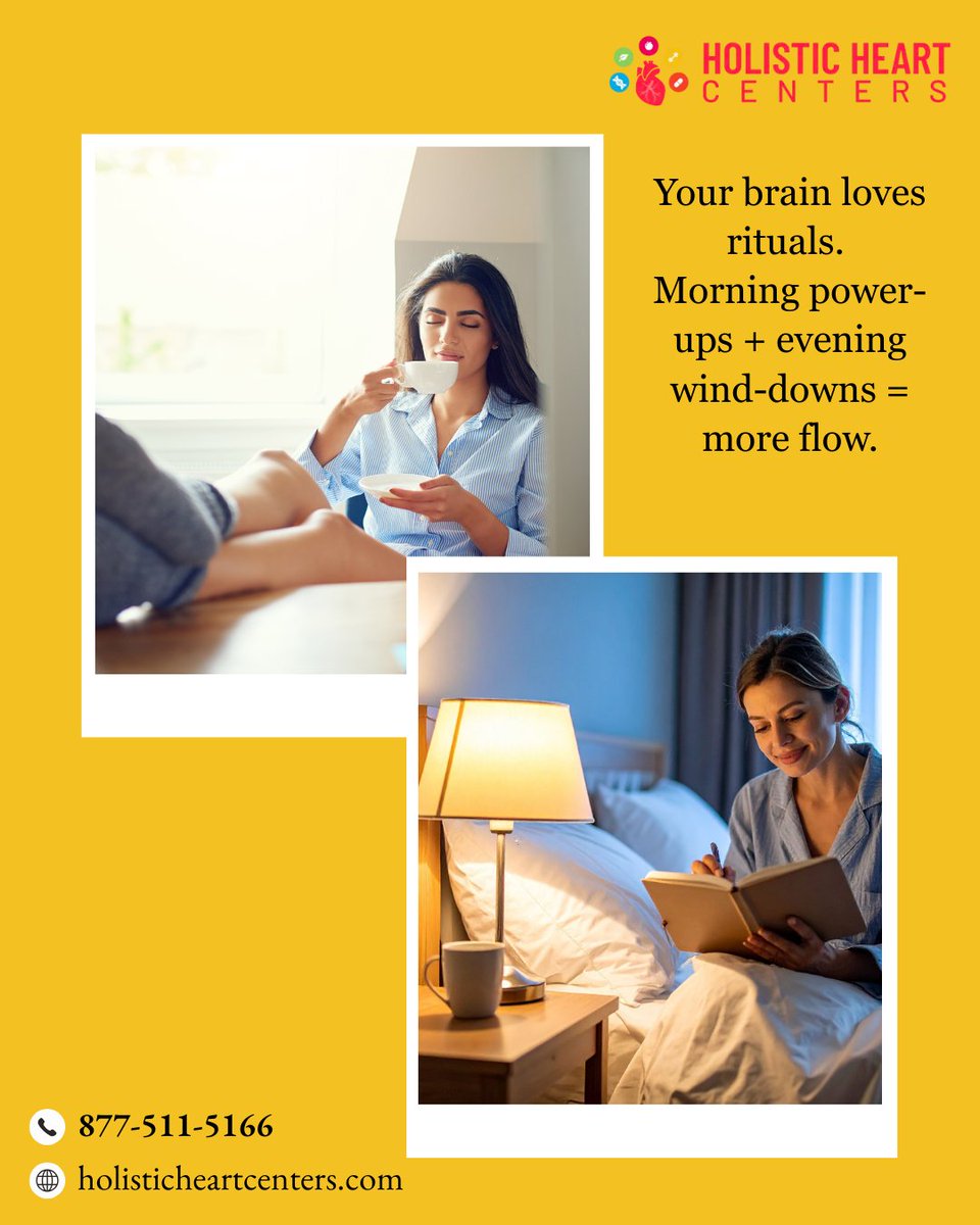 HeartCenters's tweet photo. ☀️ Morning + Evening Rituals 🌙
Your brain loves rhythm—mornings fuel focus, evenings restore energy.
✨ AM = clarity + motivation
✨ PM = calm + recovery

🎧 EP25: Dr. Lara Salyer shares how small shifts protect your brain + body from burnout.
🔗 Listen: https://t.co/IxDUgLELEf https://t.co/Zqo3fOcQH2
