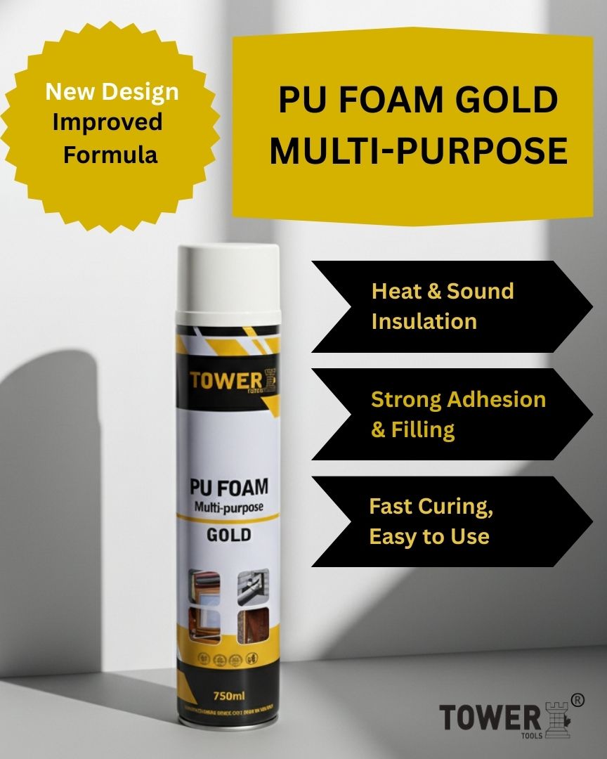 TTools27197's tweet image. ✨New Design. Improved Formula. Introducing Tower PU Foam Gold – Multi-Purpose #TowerTools #PUFoam #Insulation #HeatInsulation
