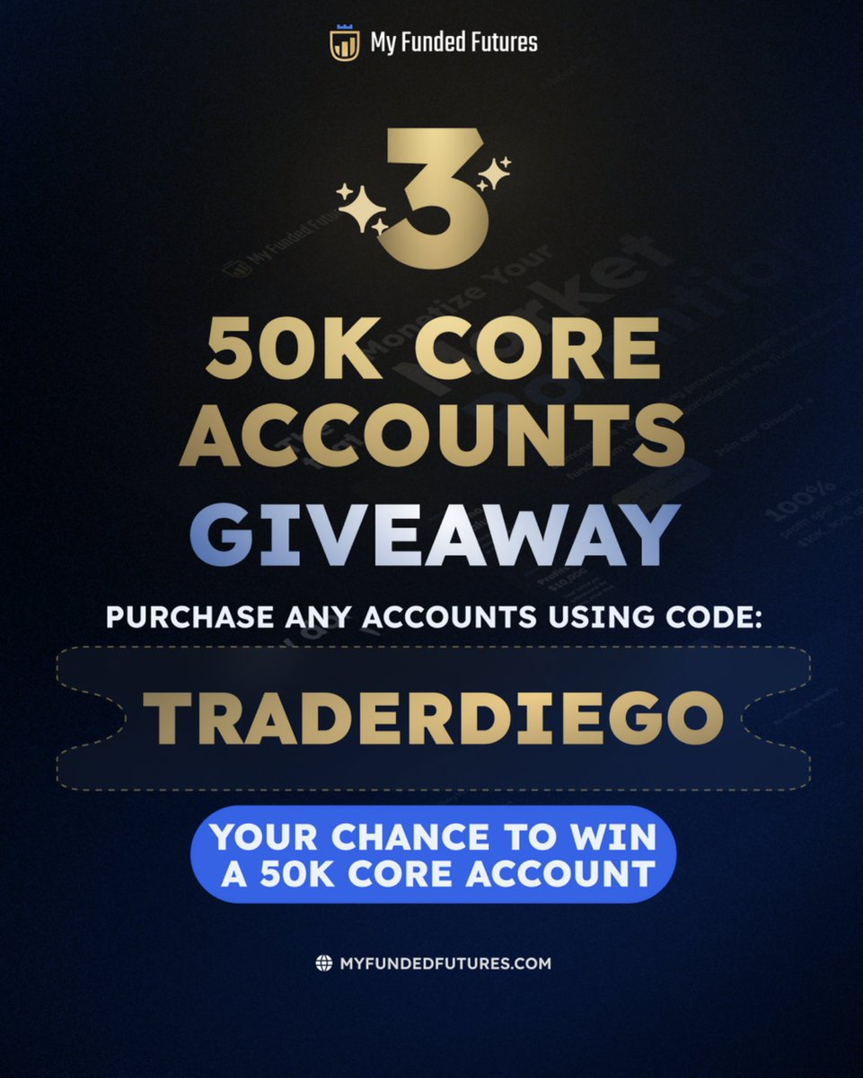 🎁 MFFU GIVEAWAY 🎁

I'm giving away 3X 50K Core accounts from <a href="/MyFundedFutures/">MyFundedFutures</a>, to enter:

1. Follow me
2. Like + Repost + Tag 3 friends
3. Sign up if you haven't: myfundedfutures.com/?ref=3278

Winners will be announced Sept 26!